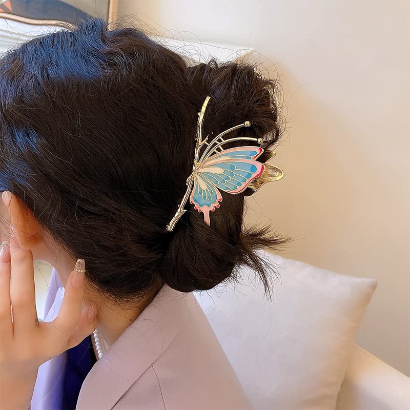 Miniatura 6 de MJartoria Pinzas de tiburón de mariposa para mujeres y niñas, pinzas de metal para el cabello, pinzas de tiburón con diamante, pinzas de pelo