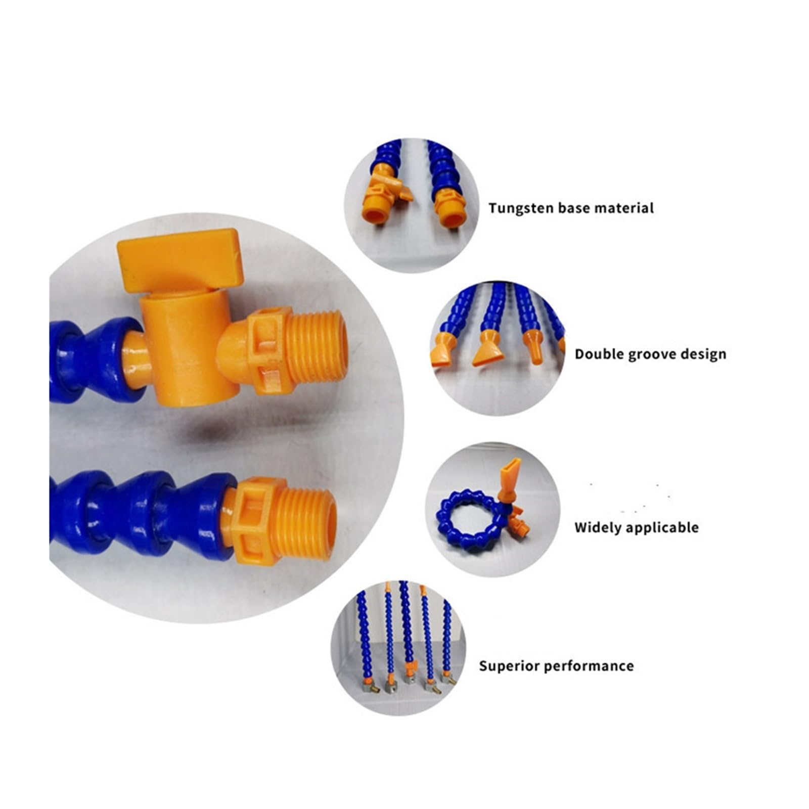 Tubo flessibile regolabile in plastica per acqua e Tubo refrigerante for tornio CNC 10 pezzi 300 mm Plastica 1/4, 3/8, 1/2 pollice(Flat No Switch,1 2 10pcs)