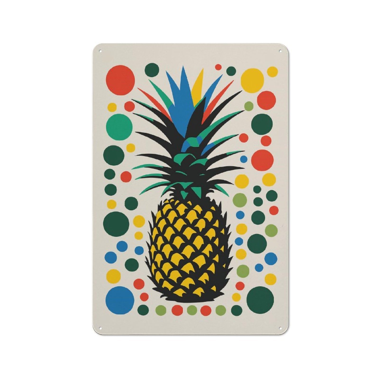 Classic Colorful Pineapple Metal Sign 30x20cm, Classic Pub Decor for Diner, Restaurant, Shed Or Kitchen