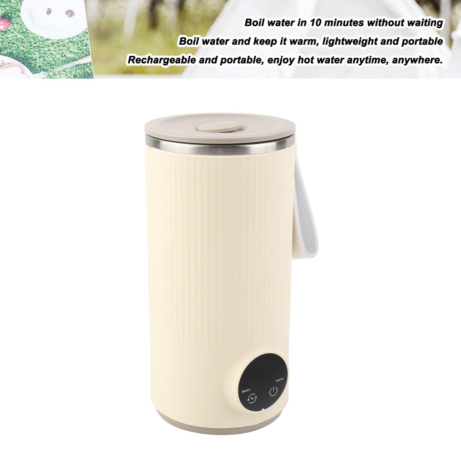 Czajnik Elektryczny Podróżny, 400 ml, 55°C, Przenośny, Ładowany Przez USB, Mały Czajnik Ze Stali Nierdzewnej Z Obrotowym Mieszadłem do Kawy, Herbaty I Mleka
