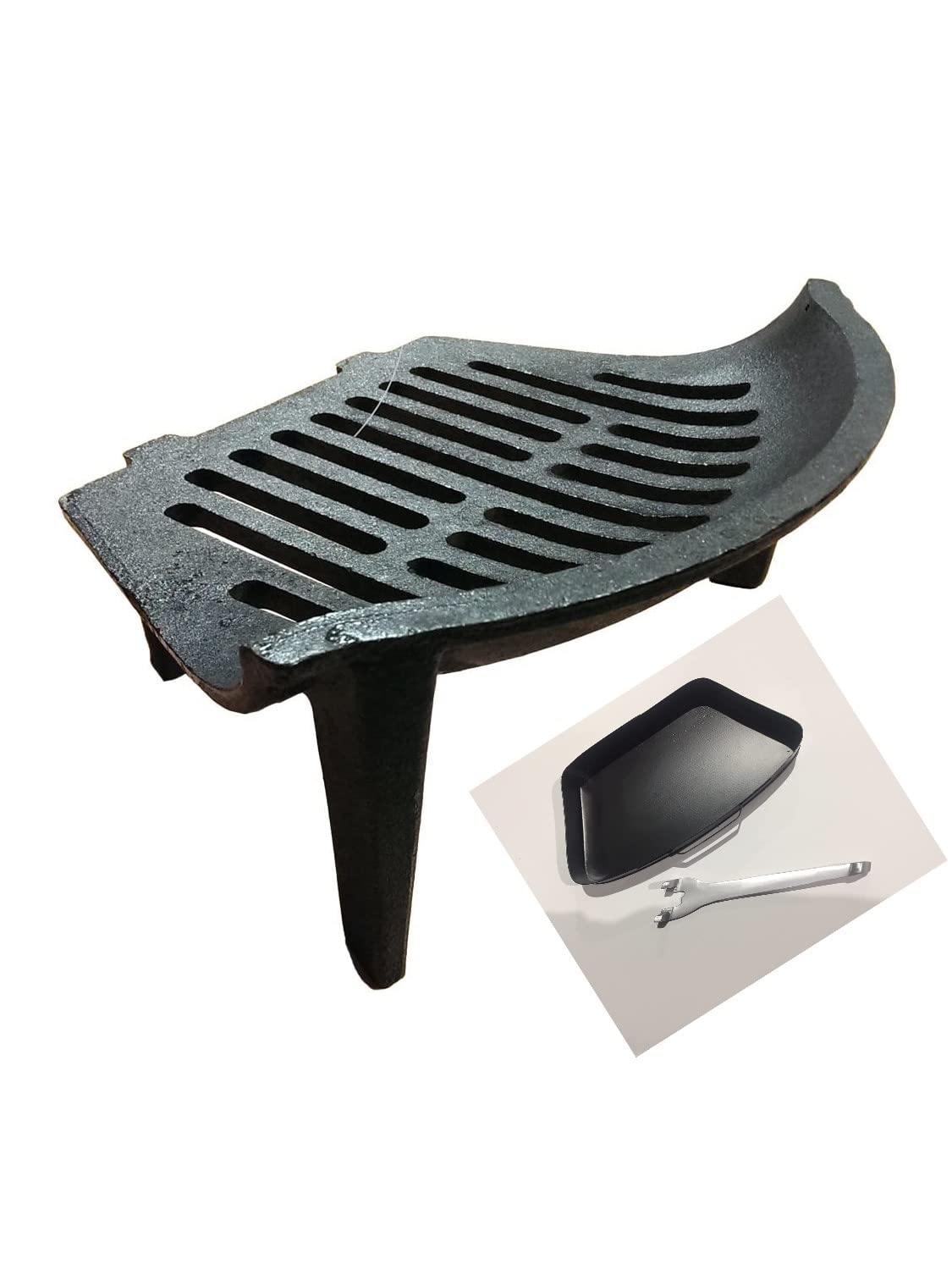 VD® Premium Victorian Bowed Front Cast Iron Fire Grate with 4 legs Elegant standing Fireside,complete with Ashpan & Operating Tool to suit fireplace opening size of 14 inches Open Fireplace Solid Fuel