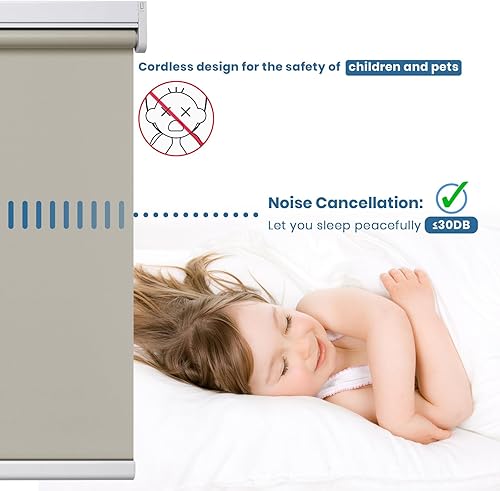 Miniatura 7 de Grandekor Persianas motorizadas con control remoto, persianas enrollables opacas, persianas inteligentes inalámbricas para dormitorio, sala de