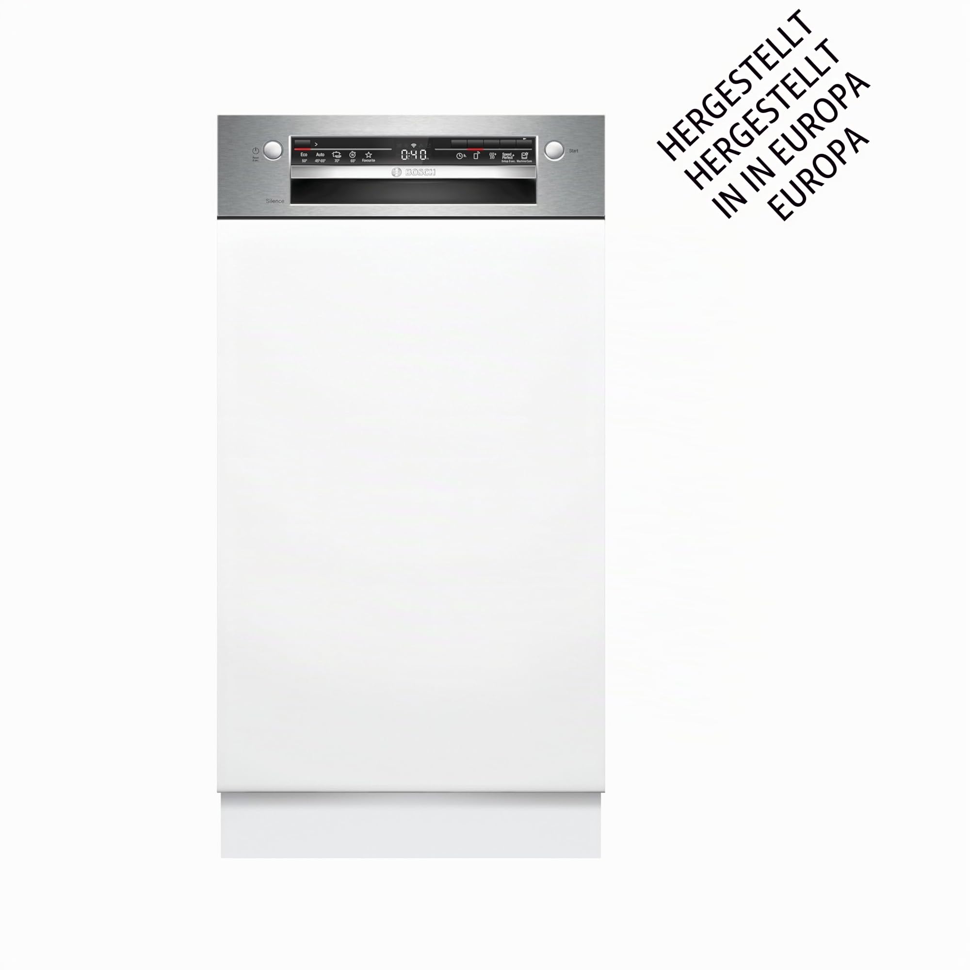 Bosch SPI2HKS42E Serie 2 Teilintegrierter Geschirrspüler, 45 cm, Extra Trocknen, VoiceControl, AquaStop, Programm Download, Gebürsteter Stahl