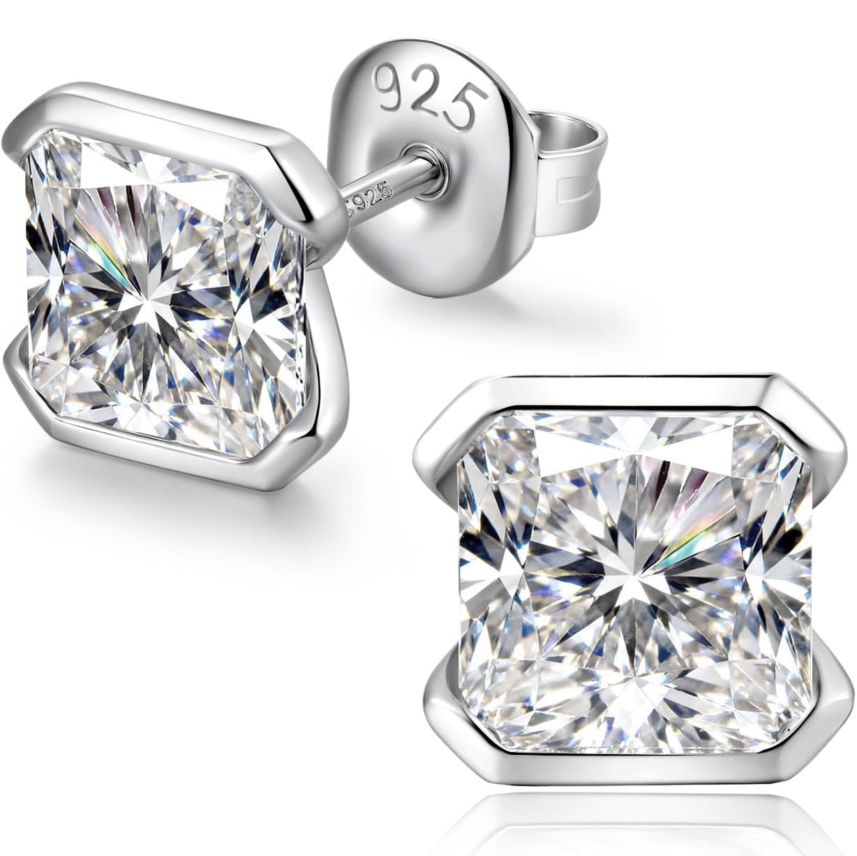 Pendientes diamante plata de ley 925 auténtica jiamiaoi oro blanco 18K acabado alta joyería 7
