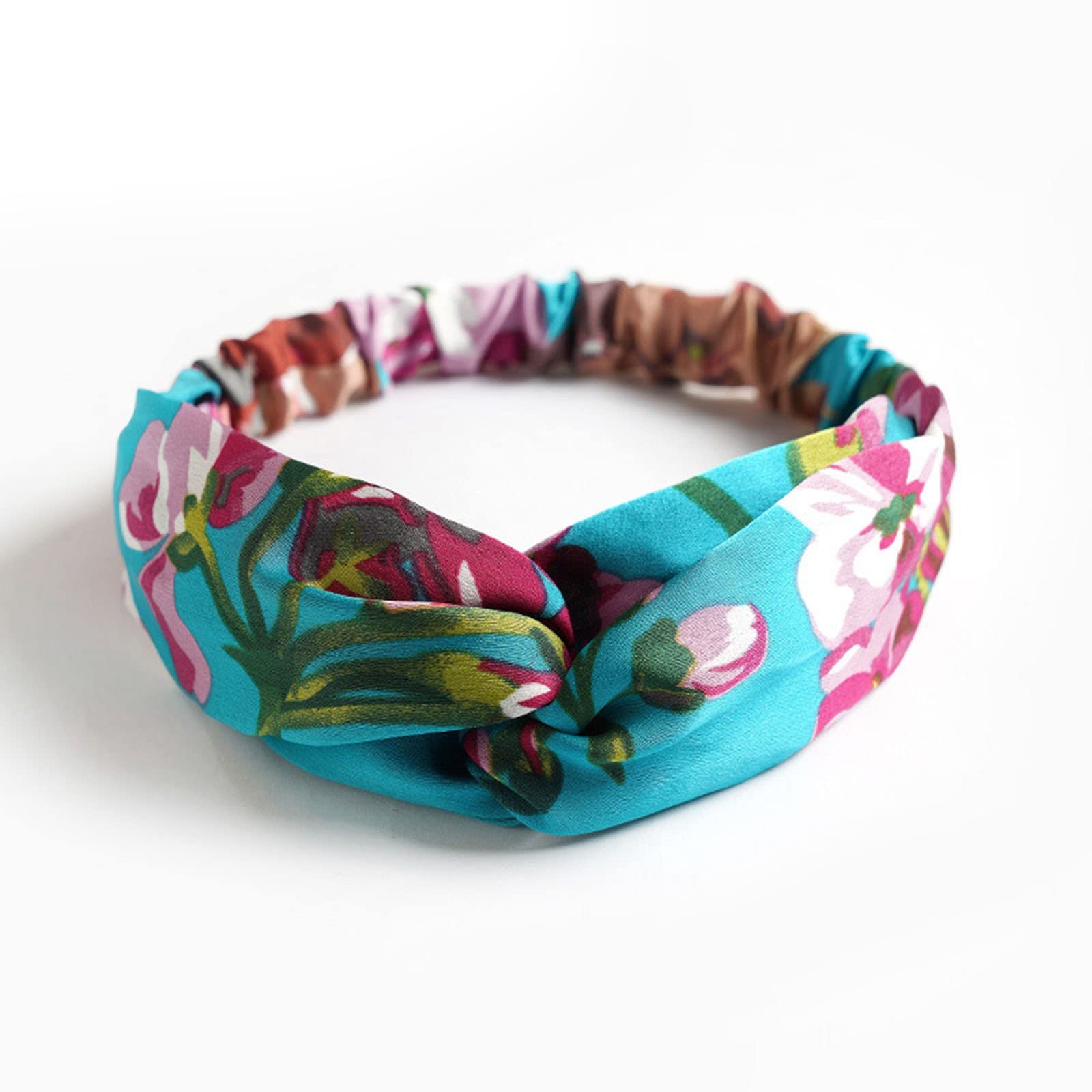 Fascia per capelli da donna con stampa boho bohémien, per yoga, sport, donne, genitori, bambini, in raso, con croce elastica e geranio, per capelli