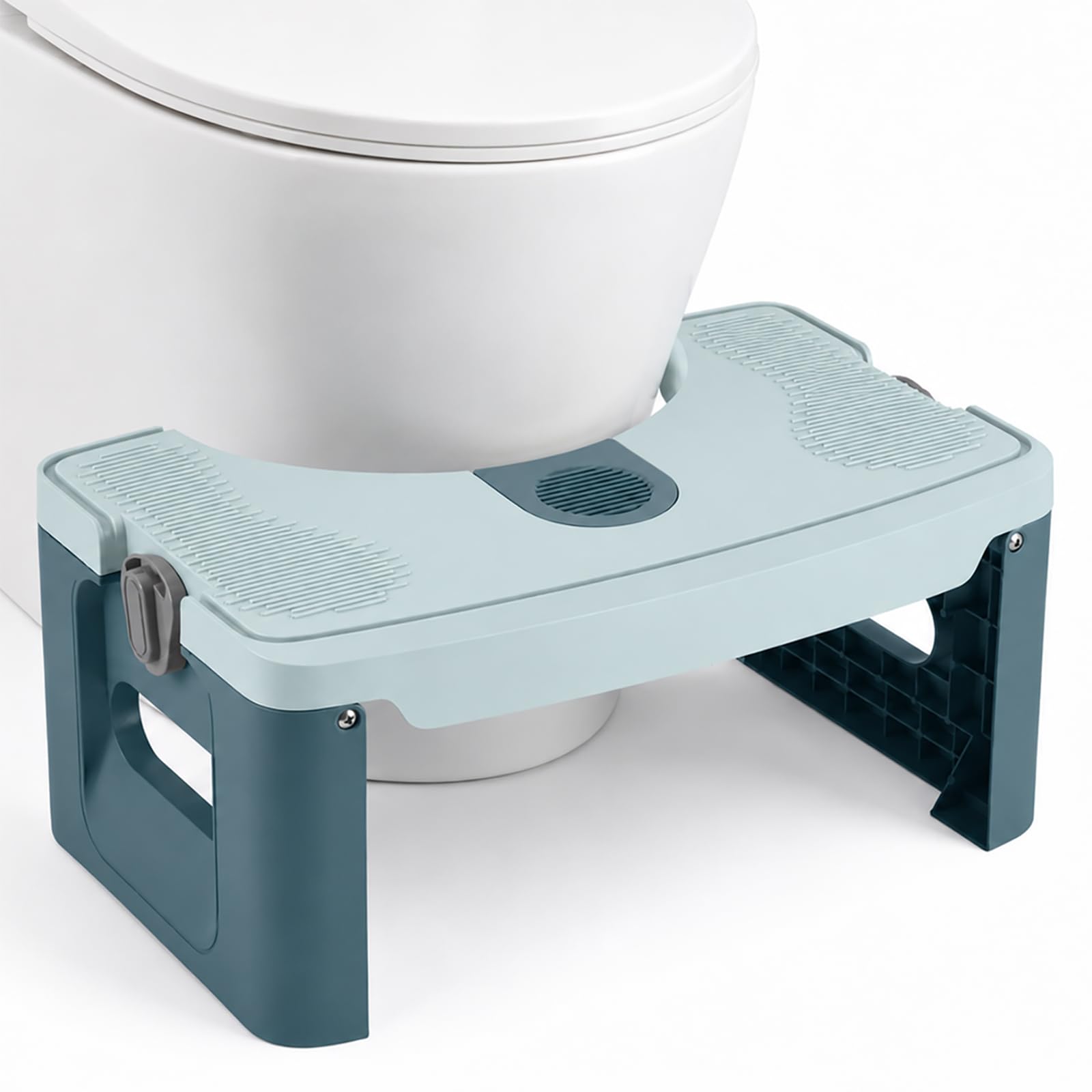 Folding Toilet Stool, Non-Slip Bathroom Footrest with Aroma Slot for Adults, 220 lbs Capacity Foldable Squatting Stool for Healthy Posture, 15.7 x 8.3 x 6.7 in
