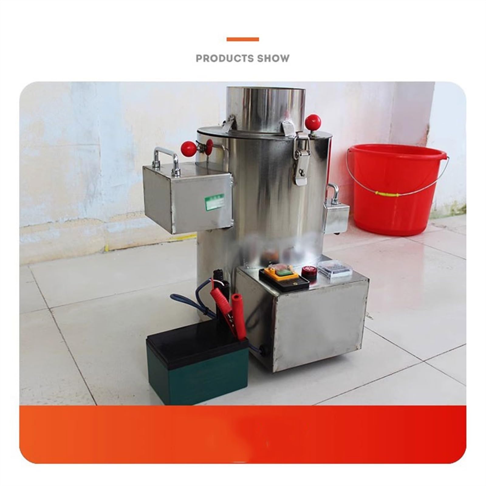 Machine à décortiquer les châtaignes, petite stalle de châtaigne, machine à éplucher électrique automatique en acier inoxydable (couleur : avec batterie disque de 16 couteaux