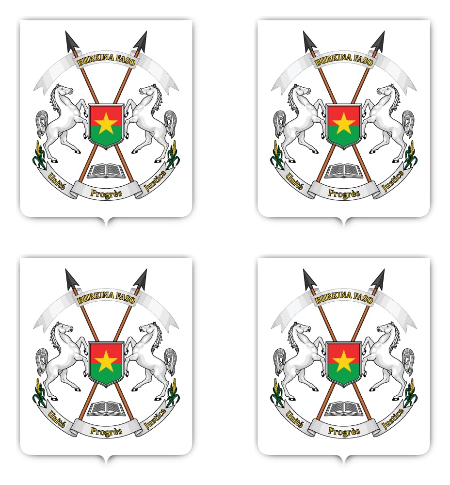 Pegatinas de 150 mm, 4 unidades, escudo Burkina Faso, BF, para coche, portátil y más