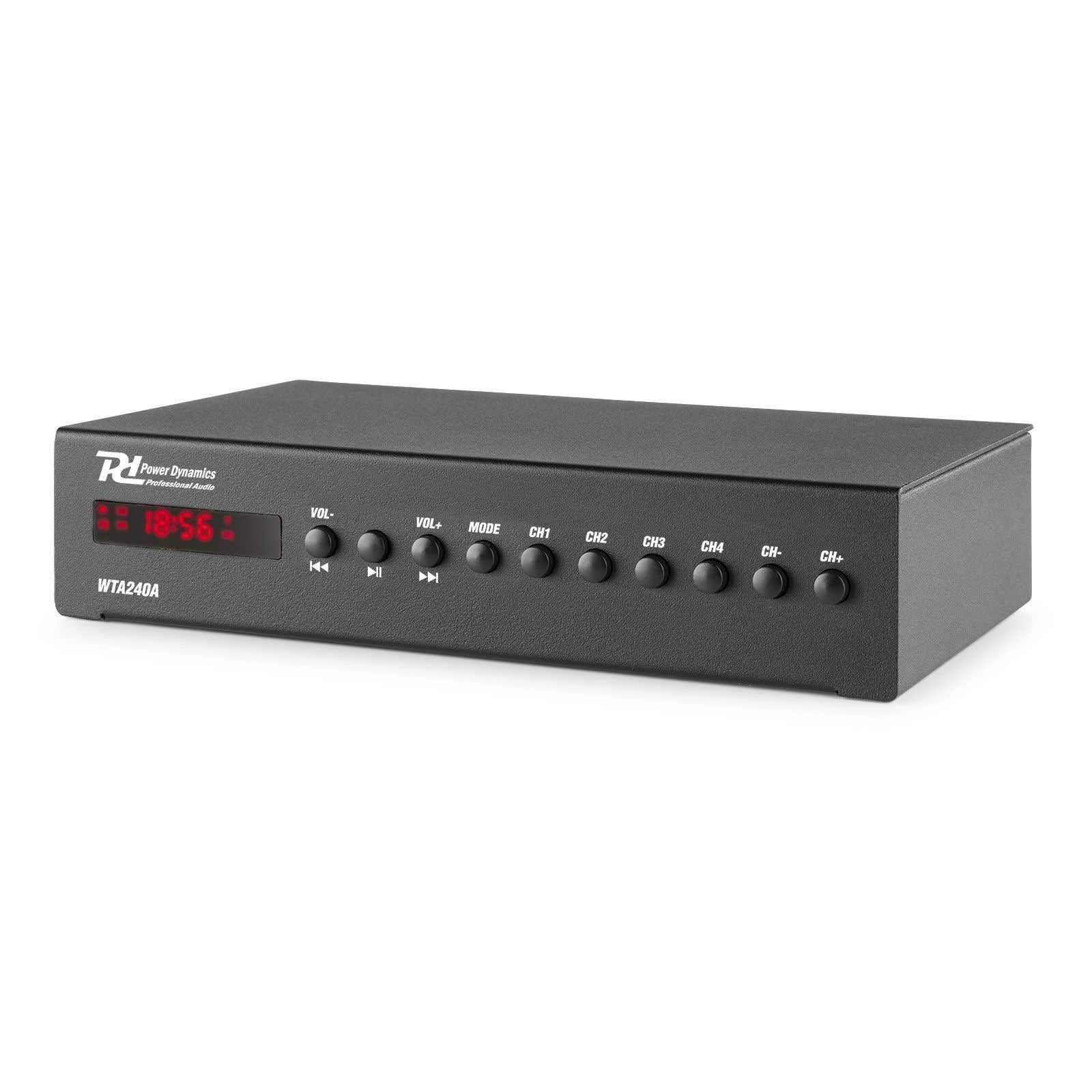 Power Dynamics WT240A Amplificateur Stéréo WiFi avec Bluetooth - 80 Watts, Multiroom, AirPlay, DLNA, USB, Ethernet, Télécommande, Montage 19", Idéal pour Les Petits Commerces