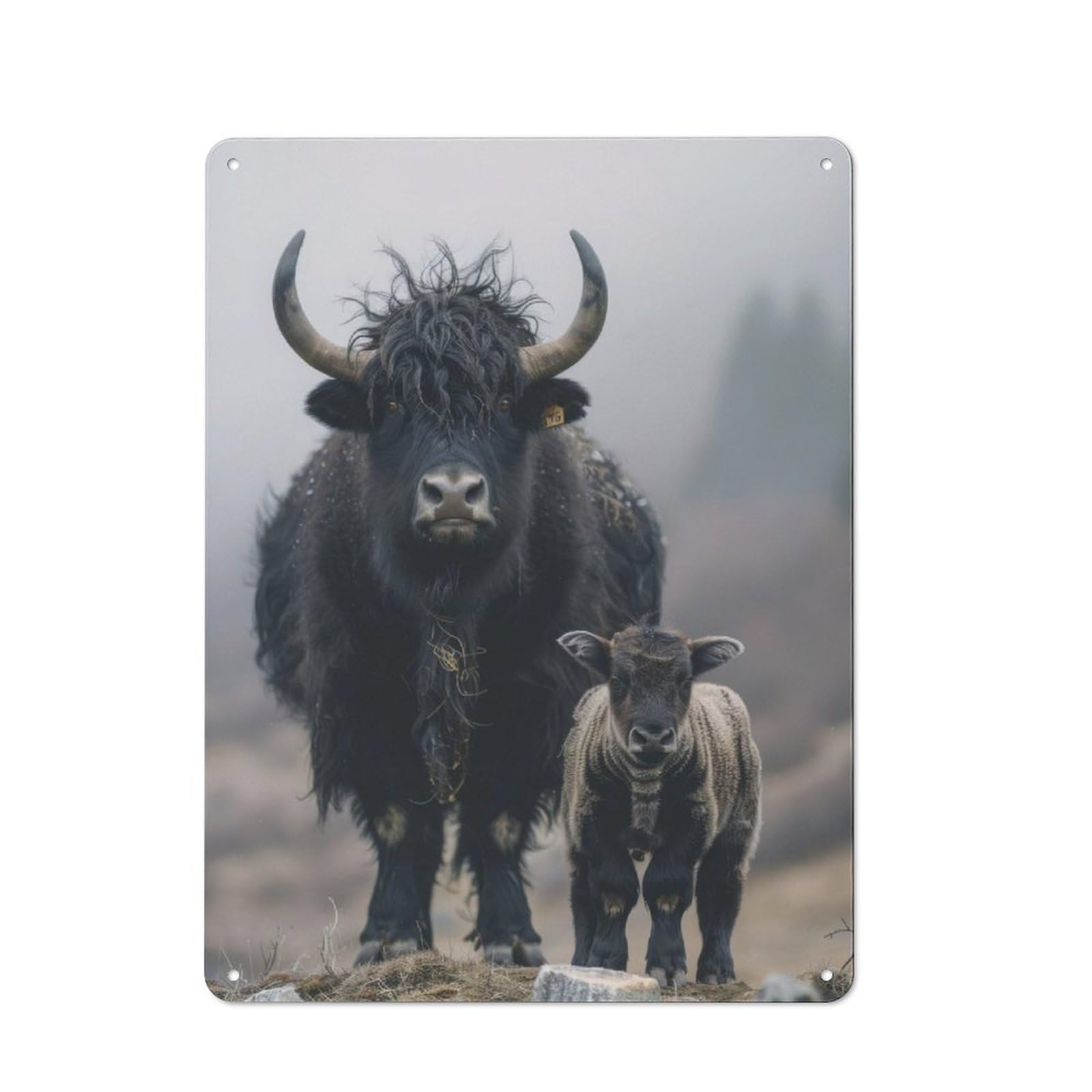 Country Yak Animal Family Farmhouse Metal Sign 40x30cm, Farmhouse Wall Decor for Dining Room, Cafe, Entryway Or Family Room