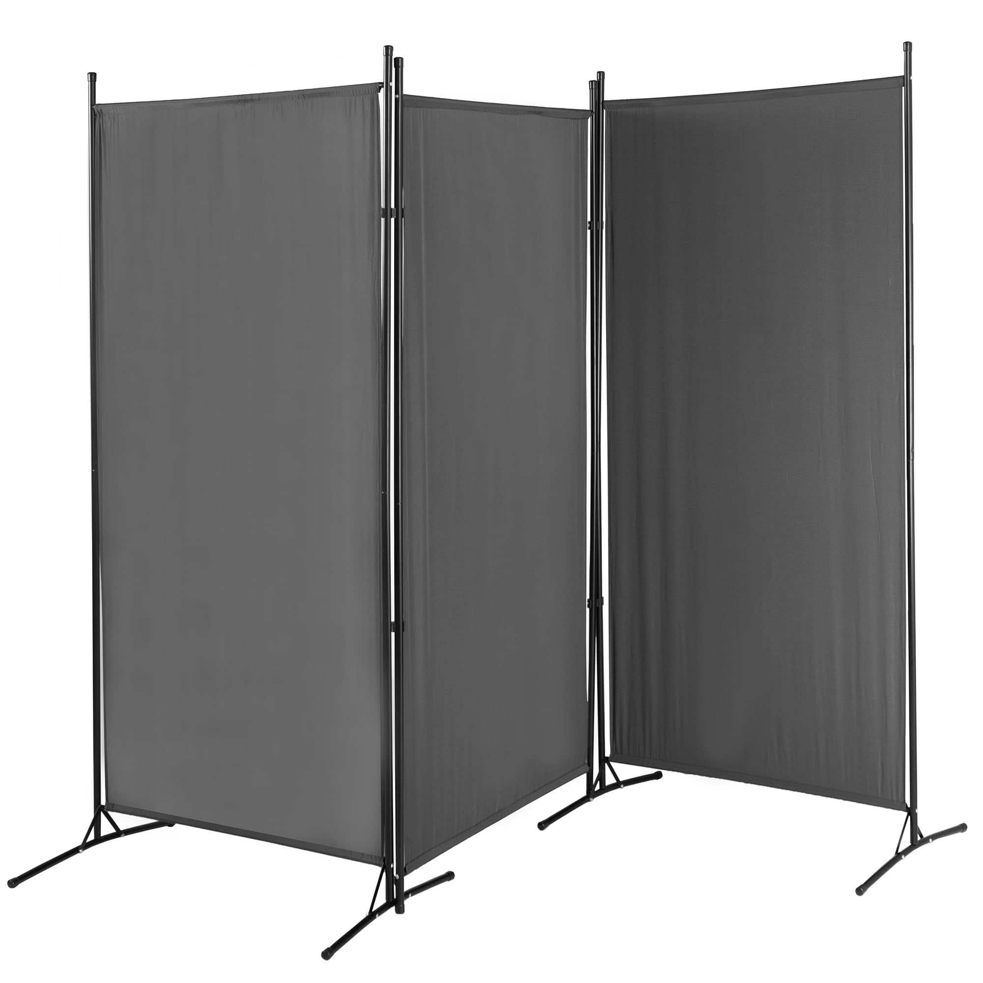 VIVO 3 Panel Cloth Room Divider, 102 x 70 inch Folding Screen, Freestanding Tall Partition, Light Weight Room Divider for Home and Office, Privacy Screen, Dark Gray, PP-RD-102B