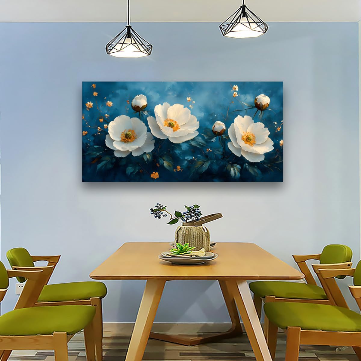 Lake Waterfall Natural Picture Wall Art Landscape Canvas Prints Painting Home Decor Tree Picture for Living Room Bedroom Kitchen Office Decoration 30x60 Wooden Frames Artwork Ready to Hanging