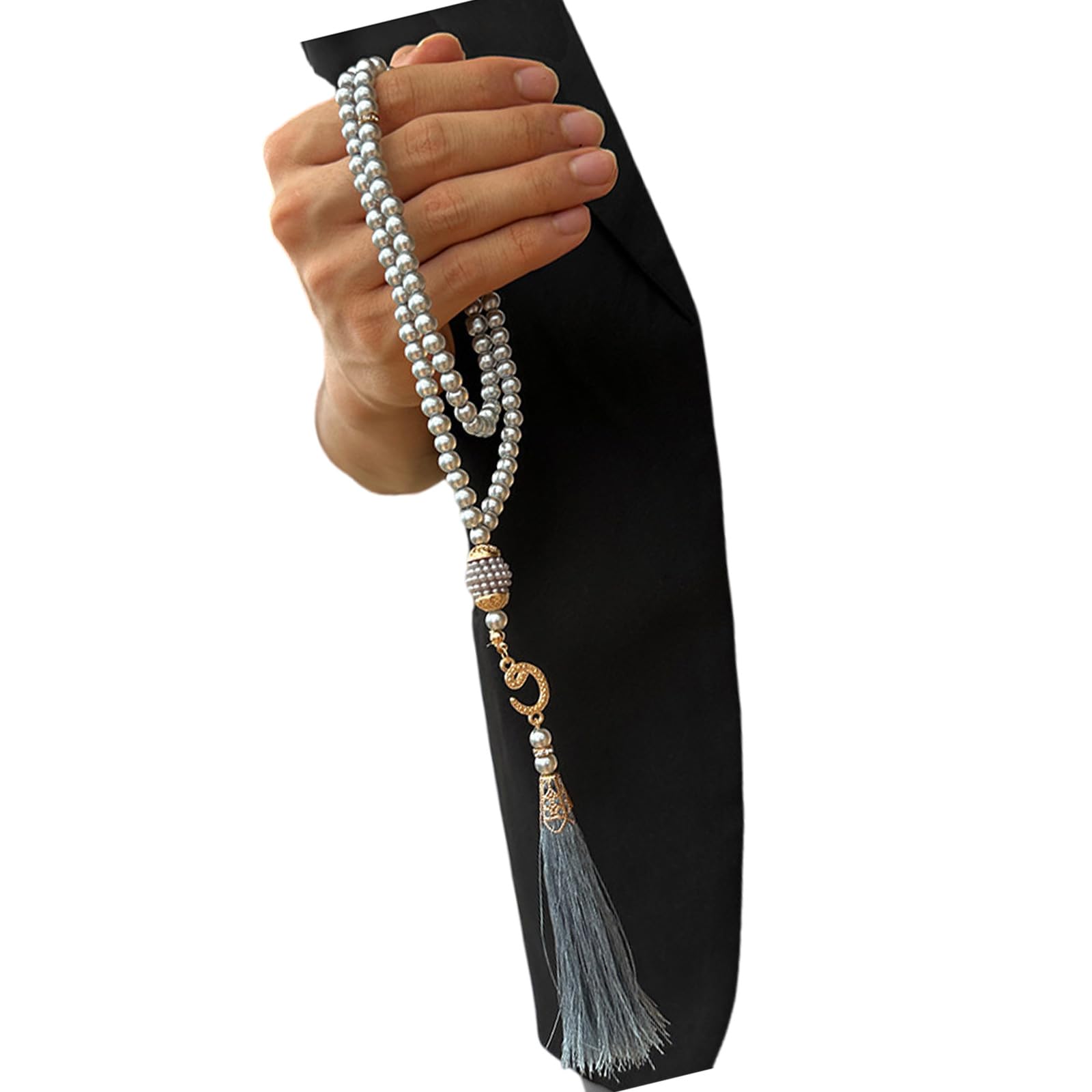 Buxuaaaa Grey 99 Beads Dhikr Beads Muslims Tasbih With Elegant Tassels Great Polishing For Devout Muslims And Ritual Ceremony Sibha Religious Accessories Prayer