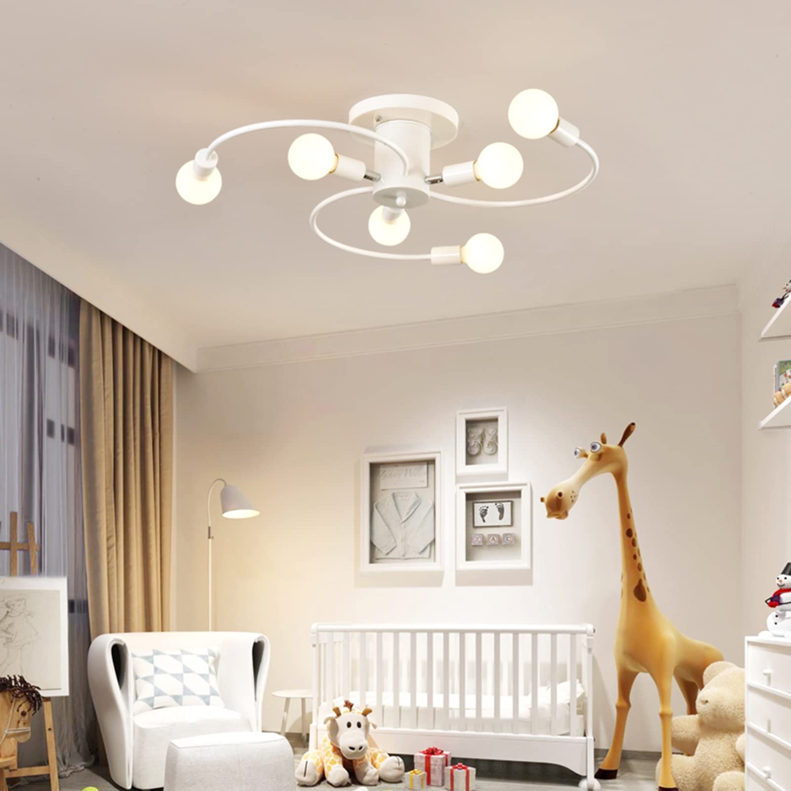 Lustre moléculaire nordique en métal blanc durable et ajustable E27 - 8
