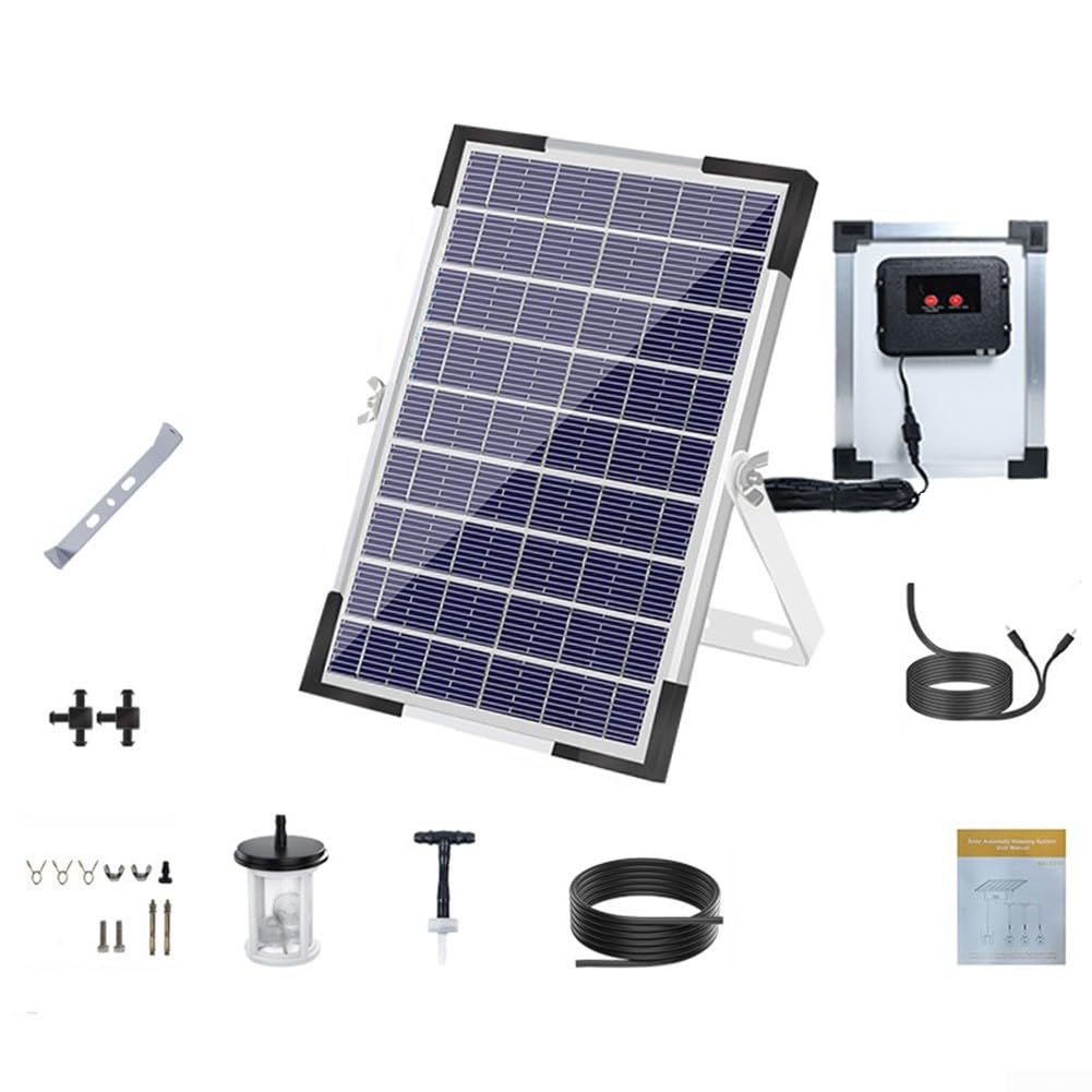 Sistema automático de riego por goteo solar, dispositivo ABS cronometrado con horarios de riego ajustables, cuidado sostenible de plantas de jardín al aire libre (azul)