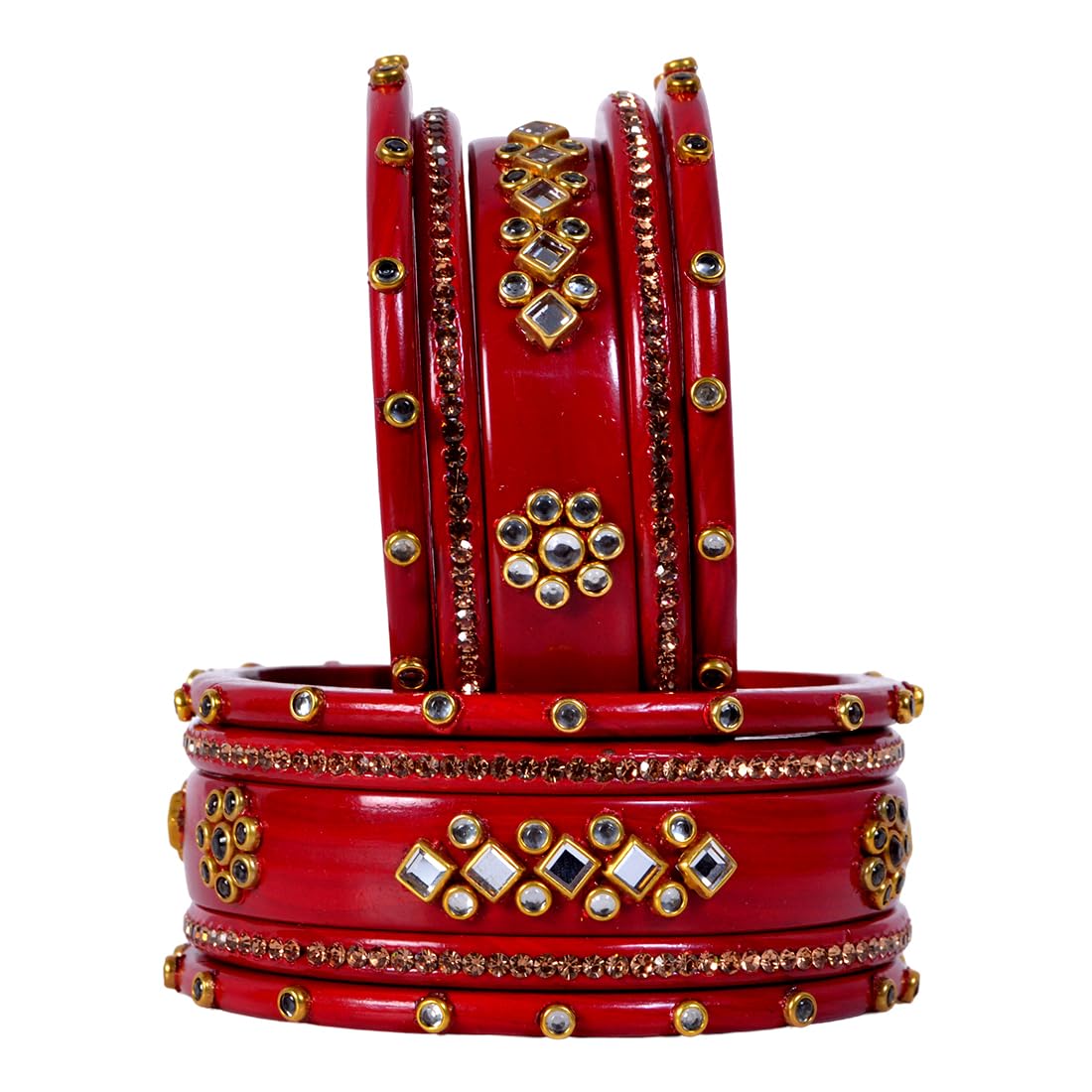 Snehlata Creations Traditional Rajasthani Beautiful Lac Lakh Bangle Set For Women and Girls | Kundan Bangle Set For Bridel | Jaipuri Chudi Set | Maroon | Kada Set of 10 (B0D4J479XV) Amazon Price History, Amazon Price Tracker