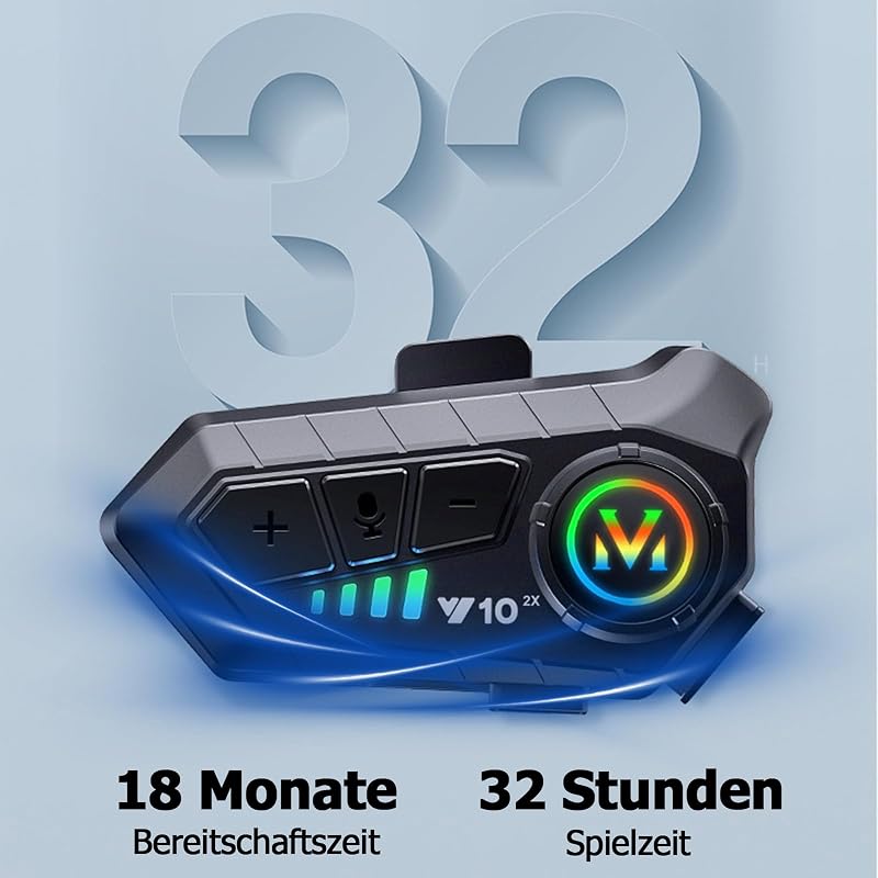 Xmenha Bluetooth Motoros Sisak Headset Mikrofonnal - 2 Személyes Intercom Kommunikációs Rendszer, Kihangosító Készlet, Vezeték Nélküli Sisak - Intercom*2