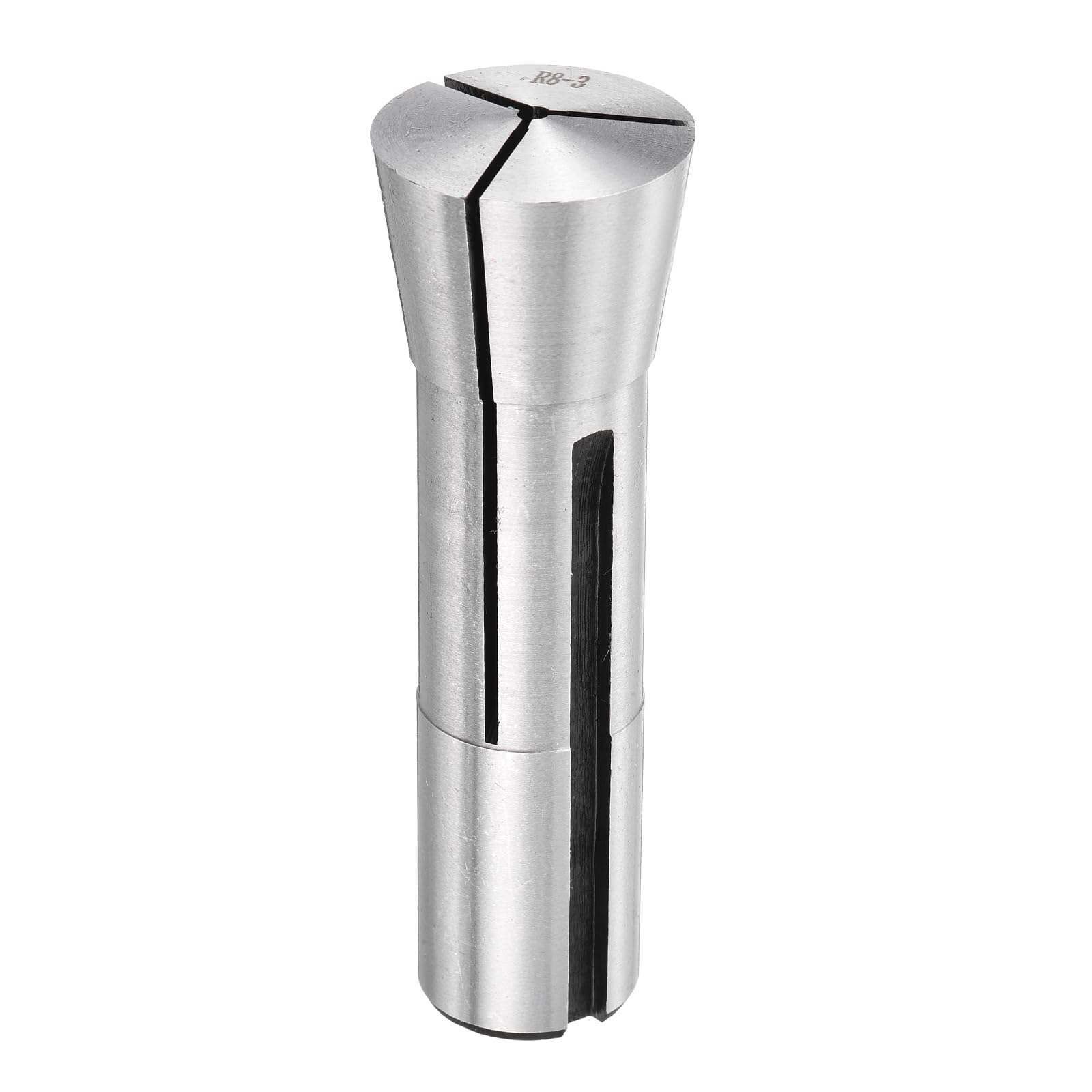 sourcing map R8 3mm (1/8") Round Collet 7/16-20UNF Thread R8 Precision Round Spring Collet Mill Chuck Holder 0.015mm Accuracy for CNC Engraving Machine Milling Lathe Tool, Silver