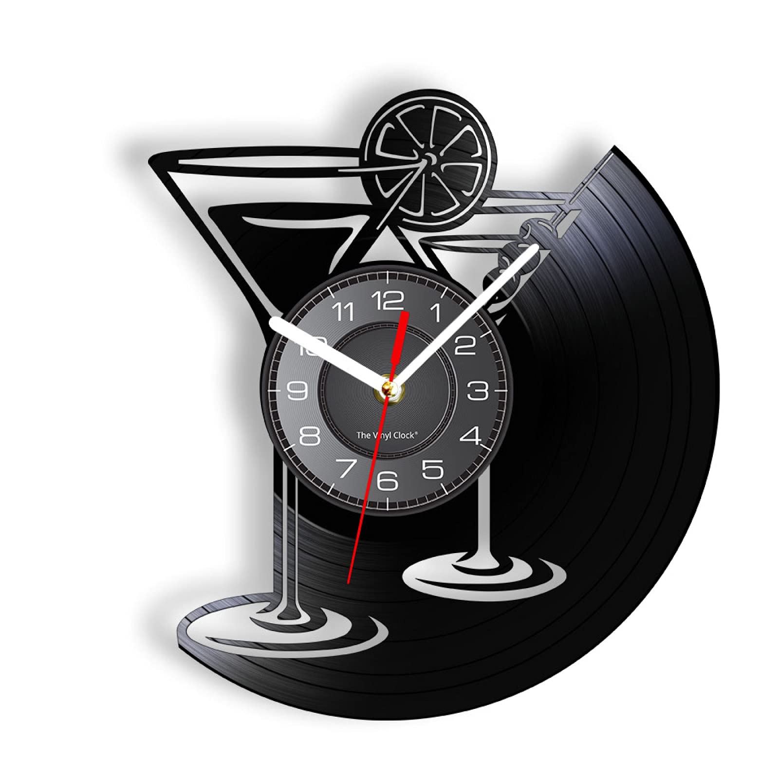 Guang trading12 Inch Vinyl Clock Cocktail Party Mixed Drink Wall Clock Brewing Alcohol Beverages Silent Watch Drinking Pub Vintage Home Bar Decor Bartender Gift