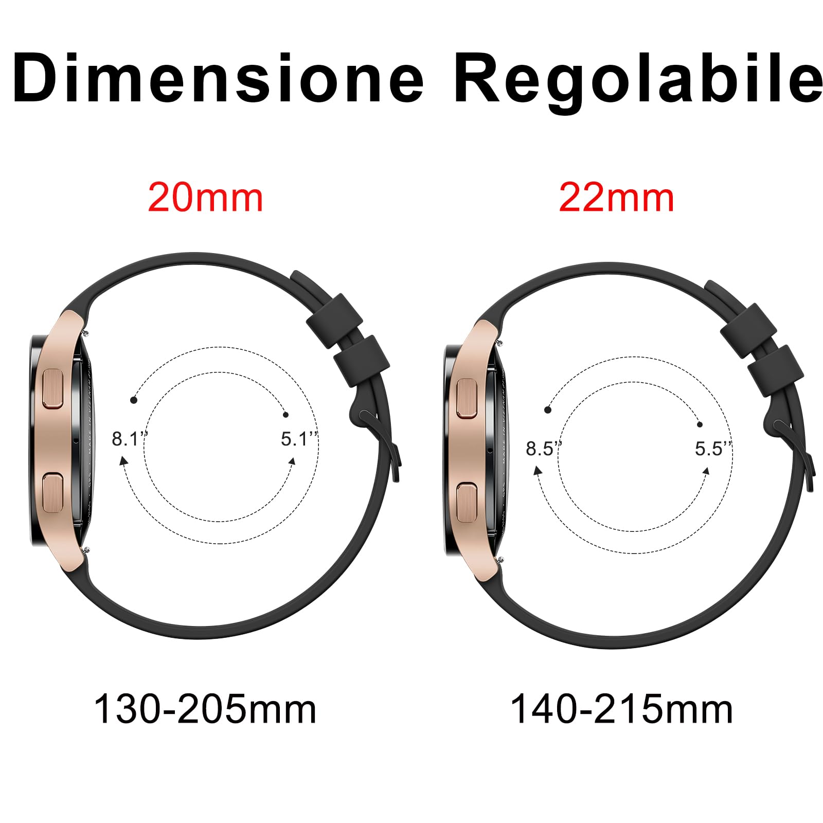 Wanme Cinturino per Orologi da 20mm 22mm Gomma, Cinturini di Ricambio in Silicone con Rilascio Rapido, Impermeabile Cinturini in Morbida con Fibbia in Metallo per Uomo e Donna - 3