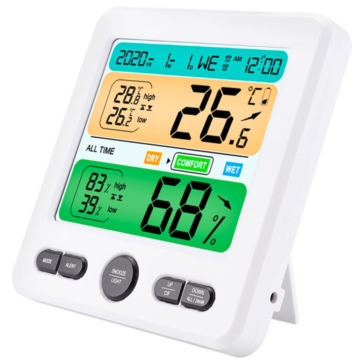 WOONEKY Reloj Termómetro Higrómetro Digital Medidor de Humedad y Temperatura para Uso Doméstico Monitor de Temperatura Ambiente Habitaciones