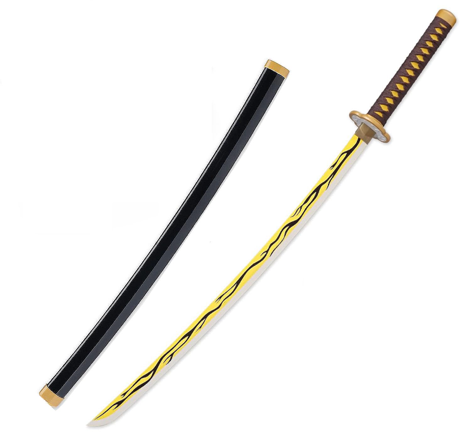 Demon Sword 41 Inch, Bamboo Samurai Katana , Anime Original Texture Style Cosplay Sword, Collectible Replica for Halloween Fancy Costume Party Dress Fans Gift (L- Kaigaku)