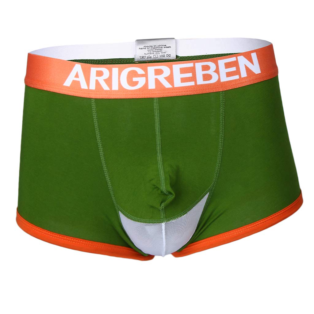 Men Briefs Mesh Bulge Pouch Boxers Underwear Shorts Male Panties L Green-image-27