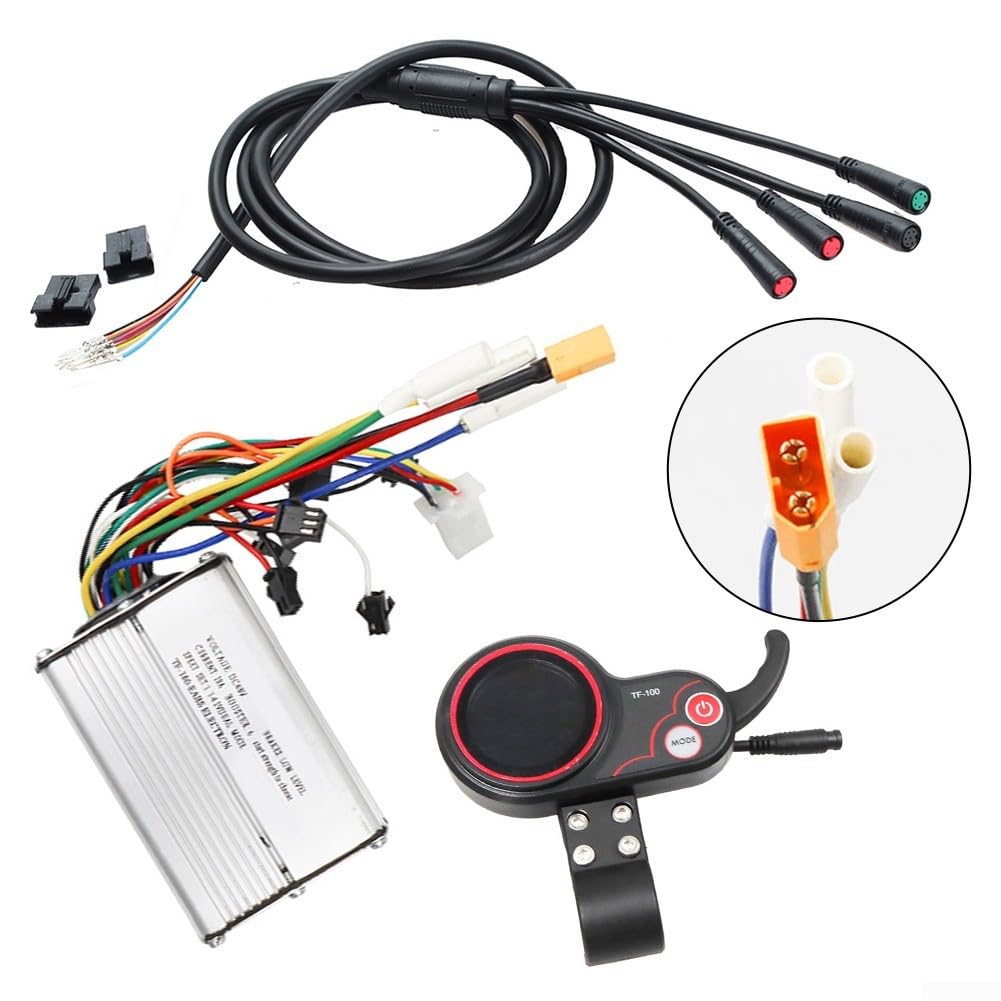 Oniissy Contrôleur de scooter électrique 48 V 20 A, boîtier en alliage d'aluminium avec kit de câbles, compatible avec les modèles M4 PRO 25,4 cm (kit 3 en 1 48 V 20 A)