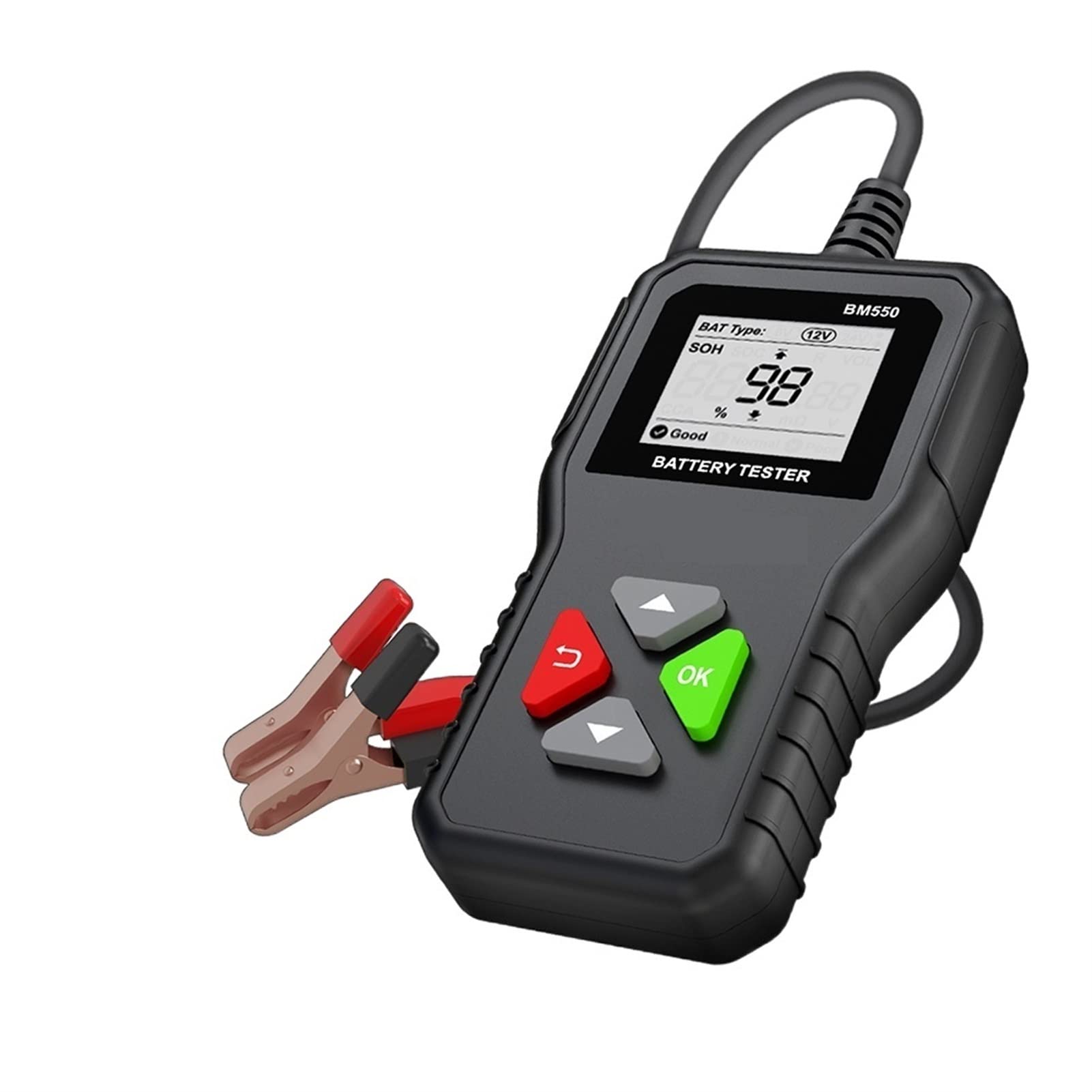 Comprobador Del Probador De BateríA De Coche, BM550 Probador de batería de coche 6V 12V 24V 100-2000 CCA 2 Sistema de batería AH-220AH detectó la herramienta de batería de automóvil analizador de bate