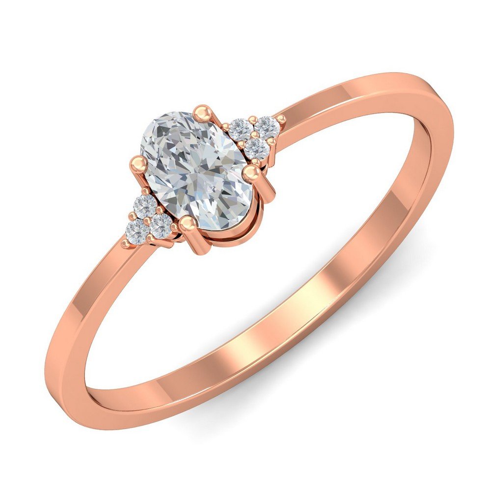 18KT Rose Gold White Sapphire Ring for Women-image-22