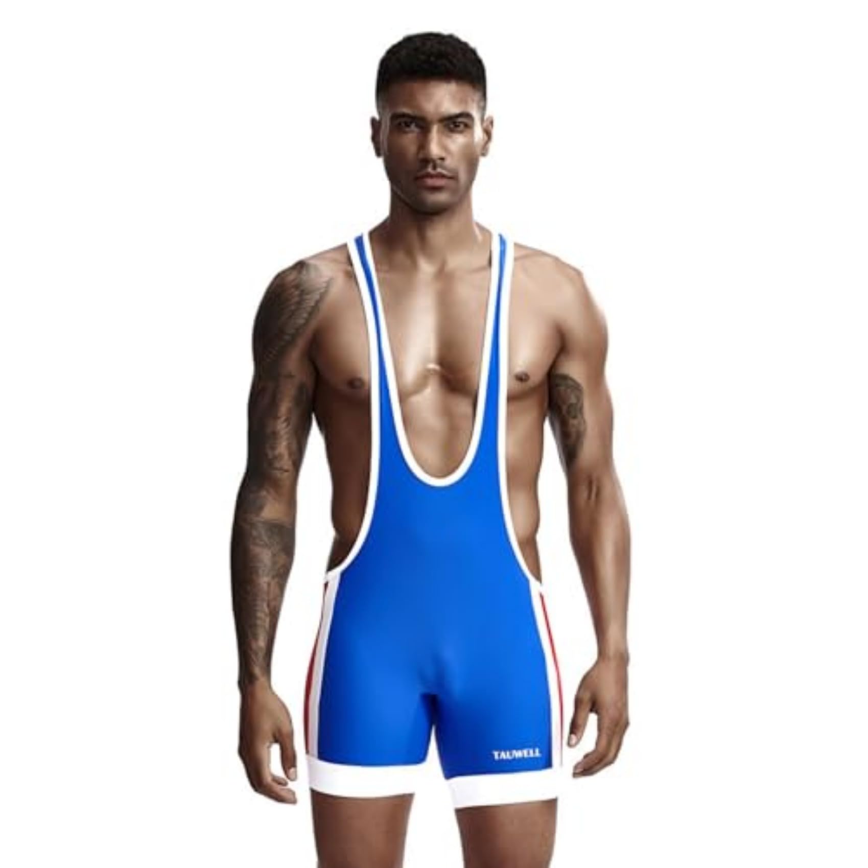 Wayonge Men's Wrestling Singlet Athletic Leotard for Active Wrestling or Workout Jumpsuits Men's Sleeveless Sport Bodysuit, Tw-9701-blue, XL