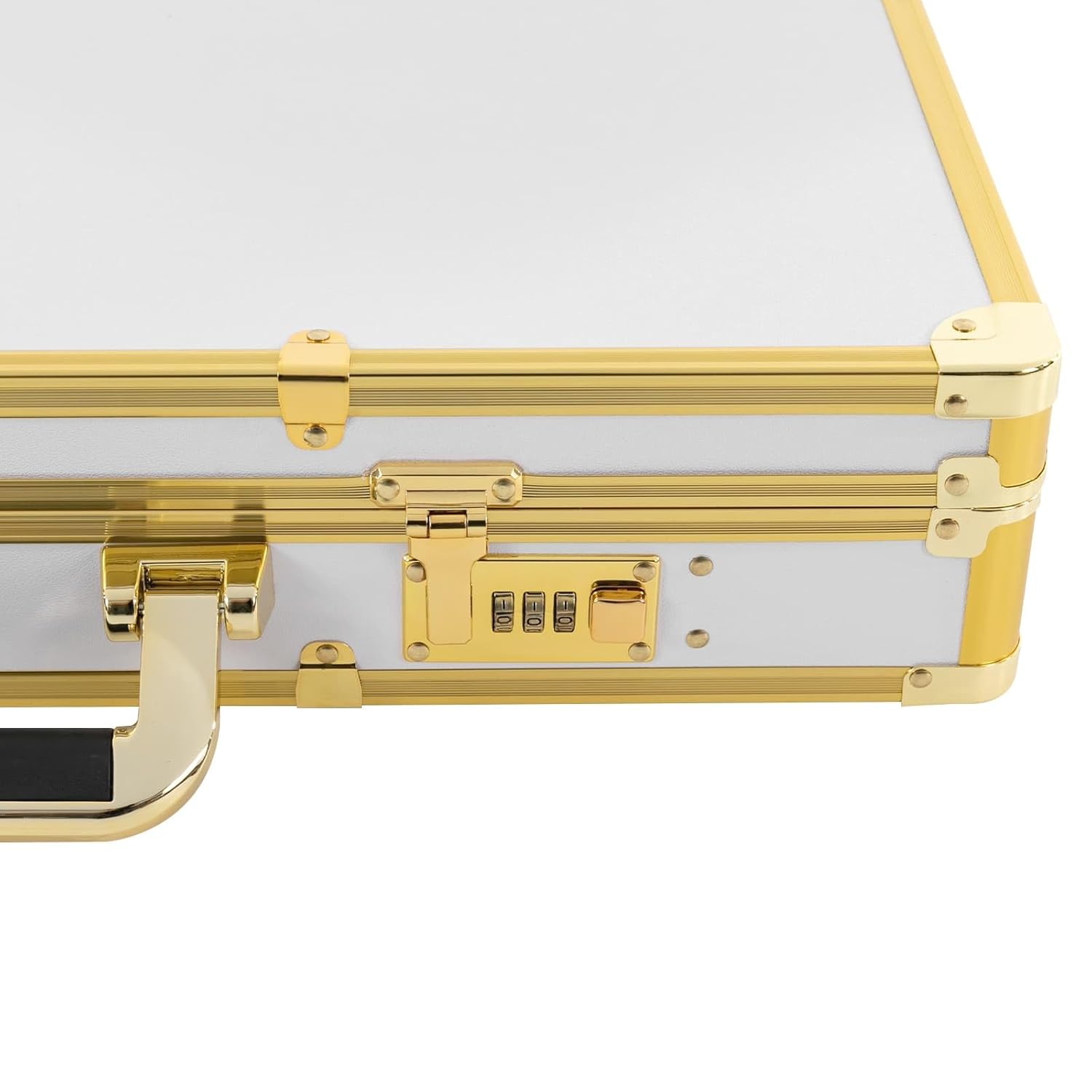 Beauty Salon Barber Case, Hair Stylist Tool Kits Organizer, Barber Travel Carry Case（White, Gold）