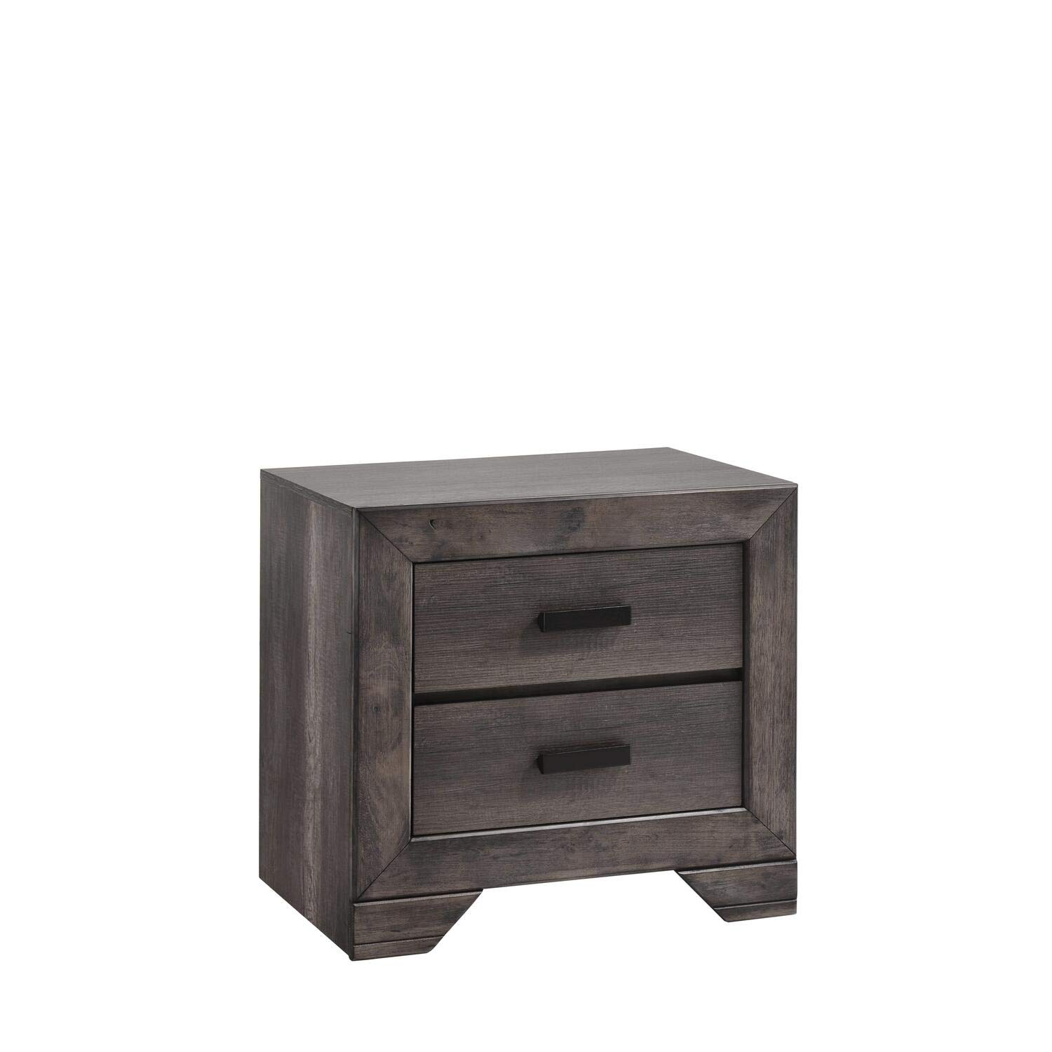 Picket House Furnishings Grayson Nightstand Rustic/Grey Oak/Solid Wood w. Wire Brush/Plywood