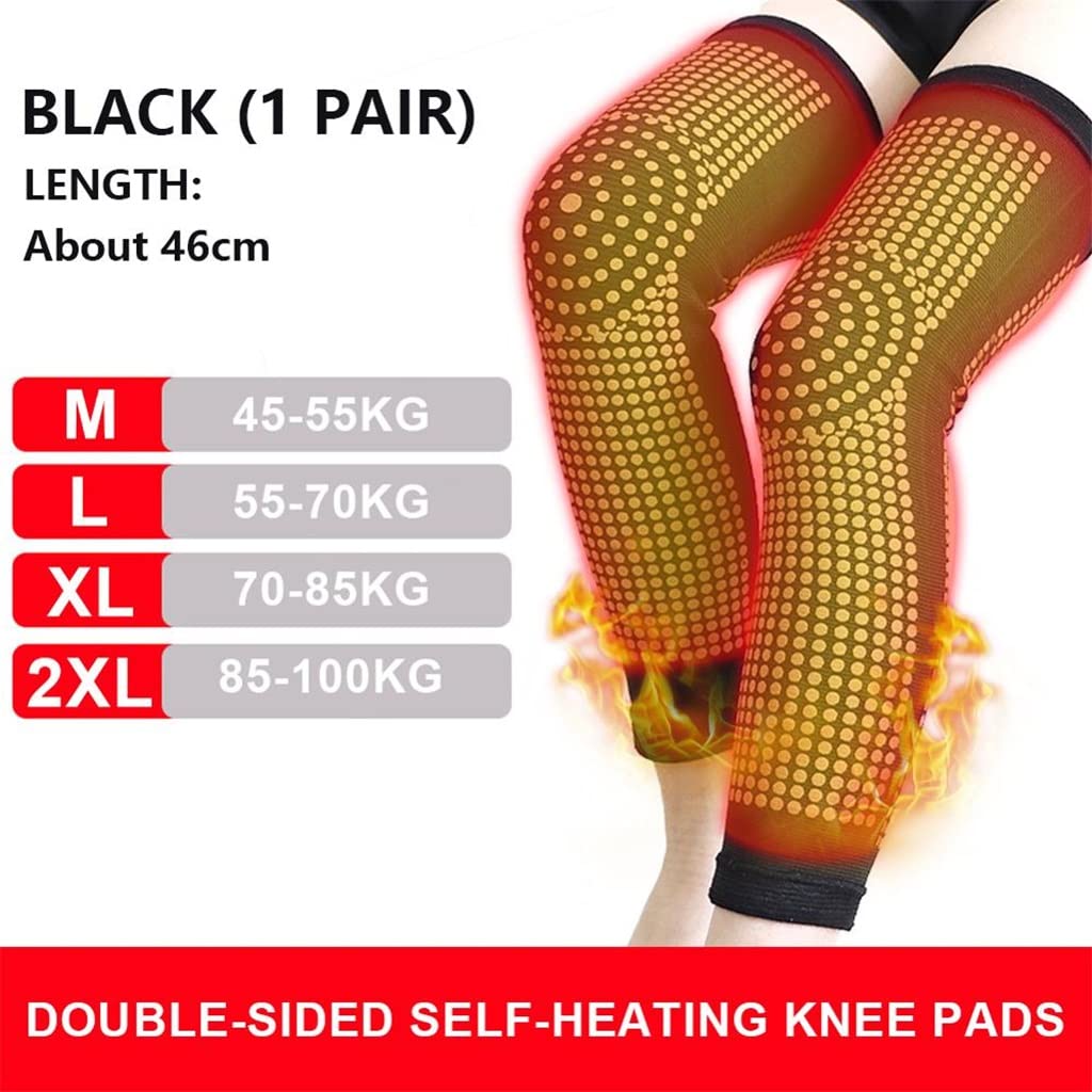 1 Pair Dot Matrix Self Heating Knee Pads Brace Sports Kneepad Tourmaline Knee Support For Arthritis Joint(Gray,Large)