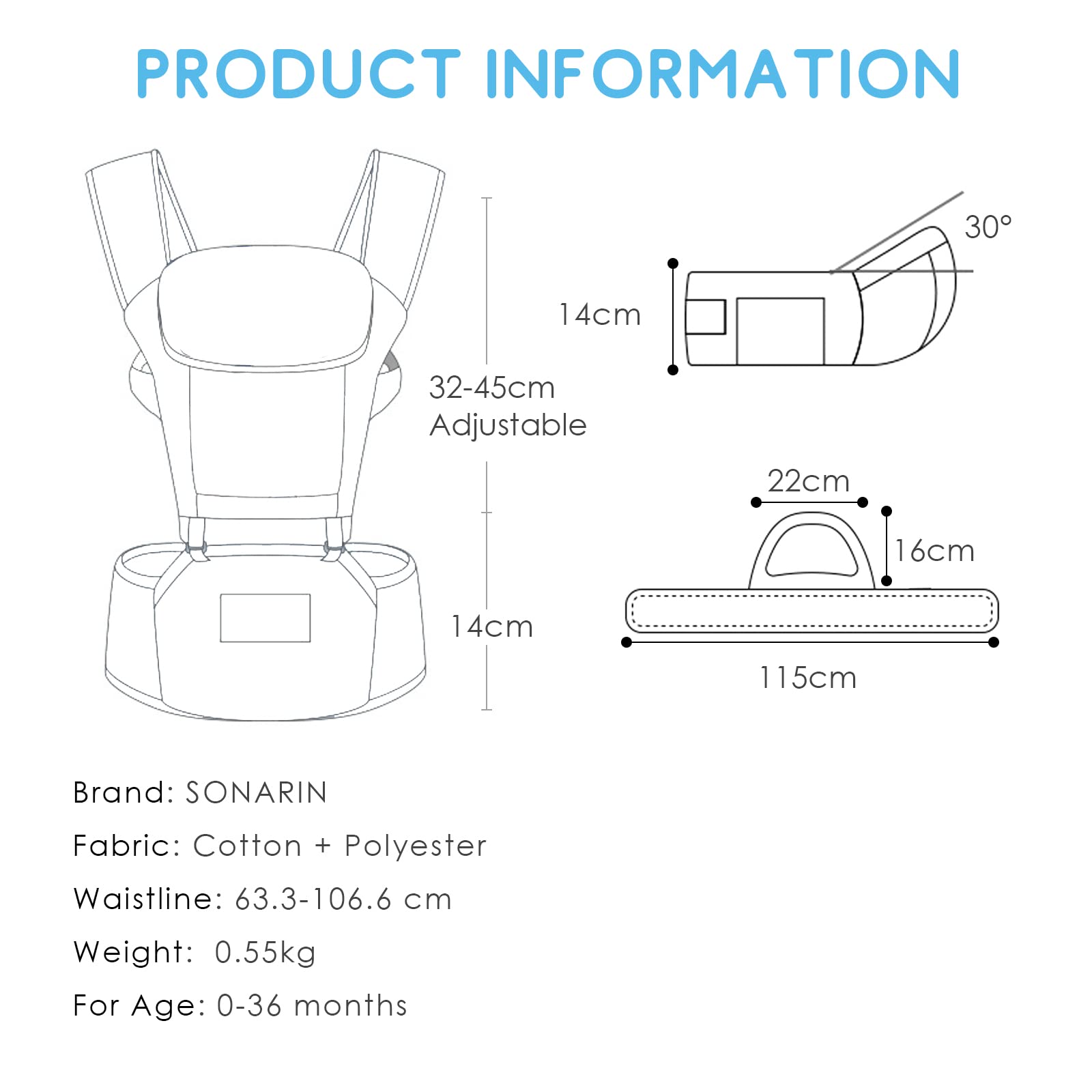 SONARIN Leggero Traspirante Marsupio Neonati con Sedile,Portantina Ergonomico Multifunzione Porta Bambino Fascia Porta Bebè Regolabile con Bavaglino per Neonati Bambini 0-36 Mesi(Rosa)