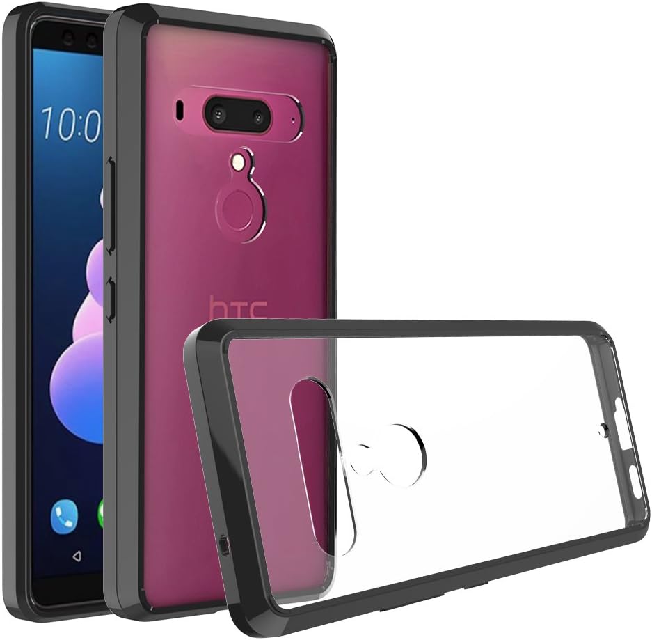 HTC U12 Plus Case,Turphevm Luxury 2 in 1 Ultra Slim Hard Laminated Heavy Duty Acrylic Shockproof Protective Armor Case for HTC U12+(Clear Acrylic)
