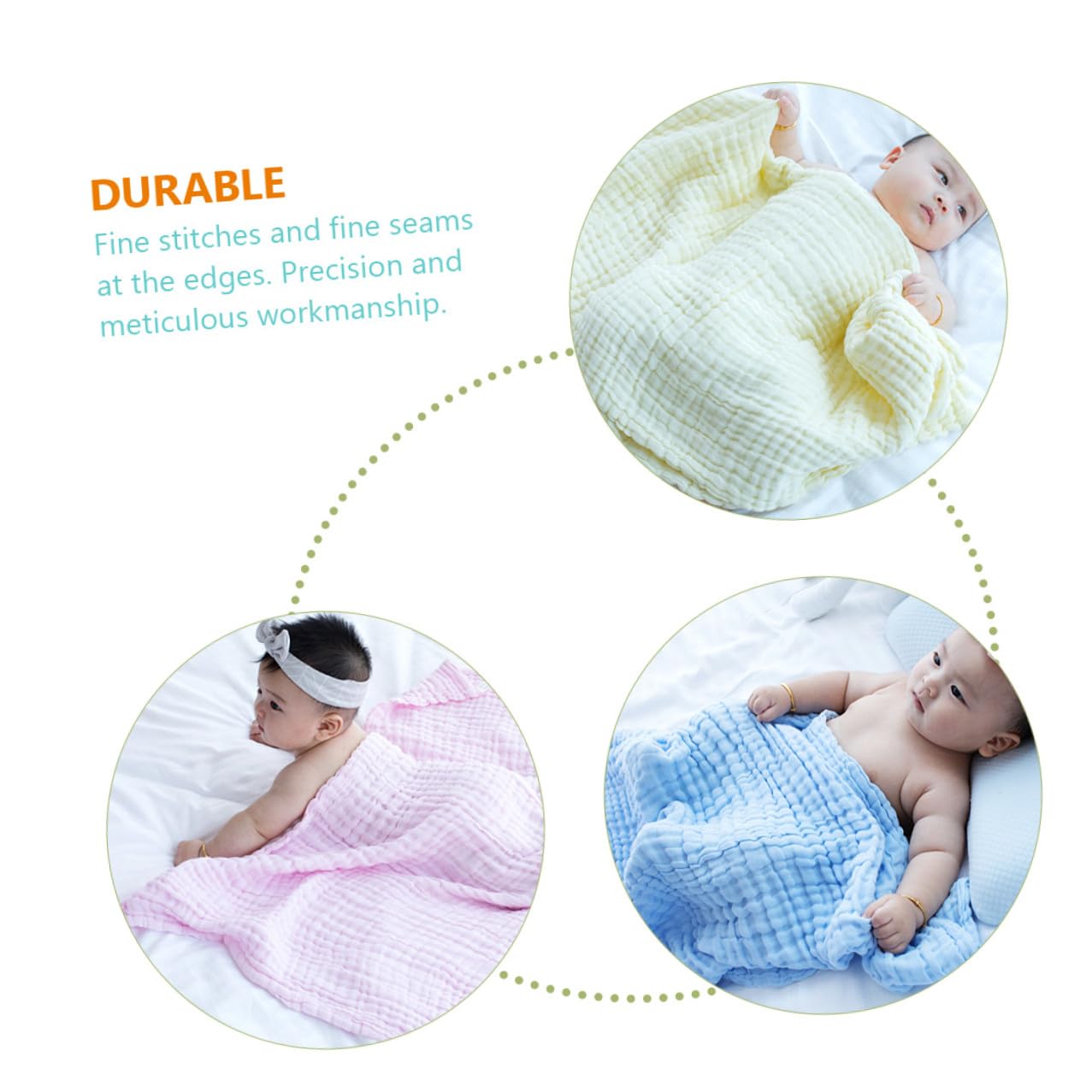 GALPADA 3 Stück Baumwoll badetücher Weich Atmungsaktiv Swaddle Decken in Pastellfarben Neugeborenen Kuscheldecke Leicht und Hautfreundlich für Jahreszeiten