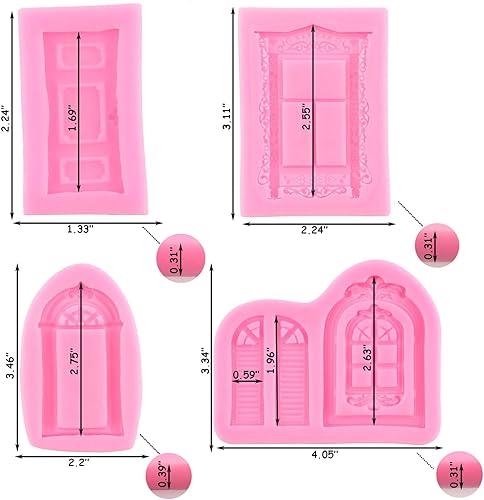 Miniatura 4 de ZiXiang Molde de silicona para marco de ventana, moldes de fondant para puerta, decoración de cupcakes, dulces, chocolate, polimero, pasta de goma