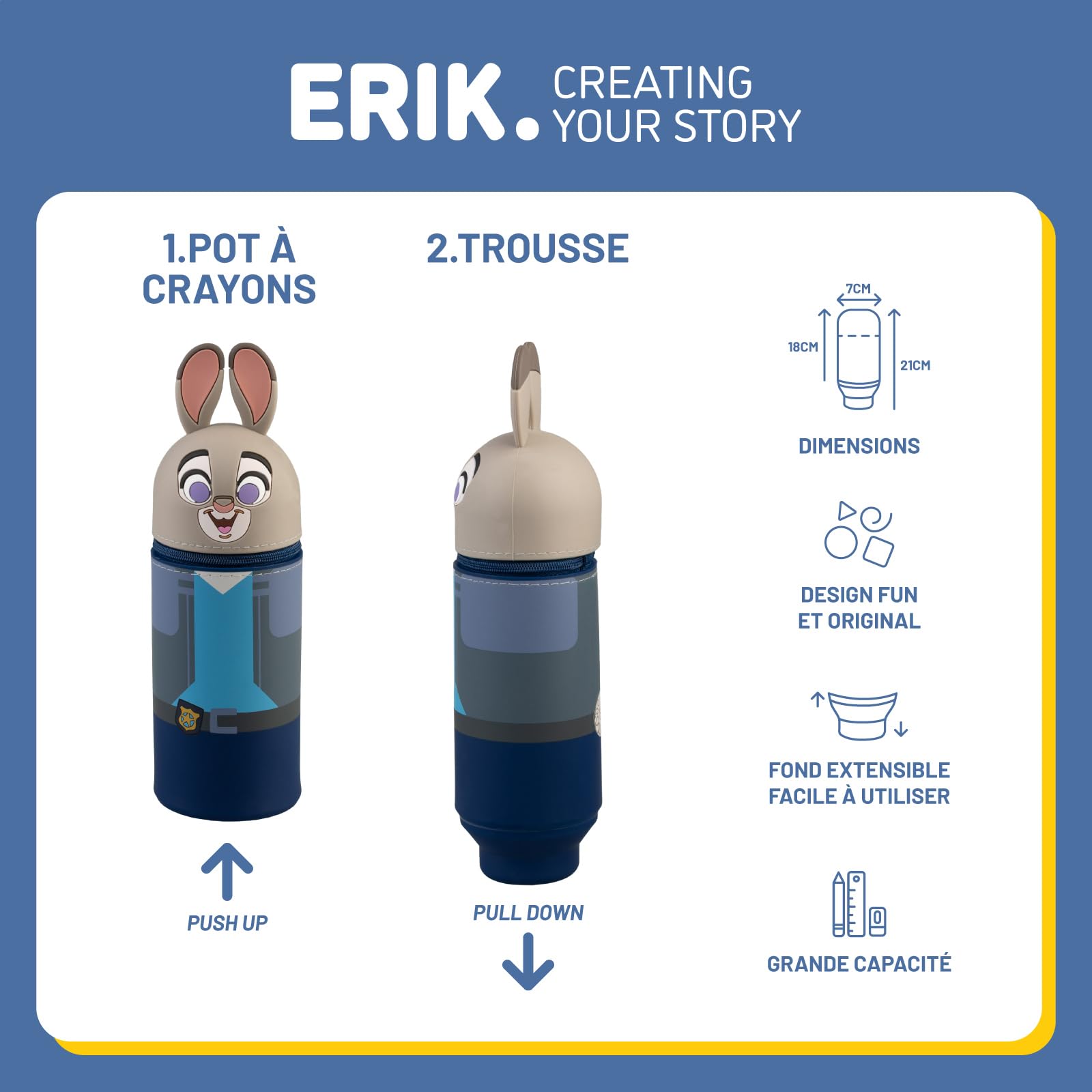 Grupo Erik Trousse Scolaire Disney Zootopia Judy Hopps Extensible Silicone Fournitures Bureau Papeterie Cadeaux