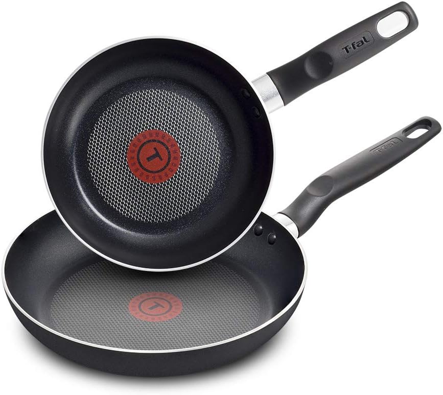 B218S274 Essential Juego básico de sartén antiadherente de 2 piezas (20/26 cm) con indicador Thermo-spot, negro