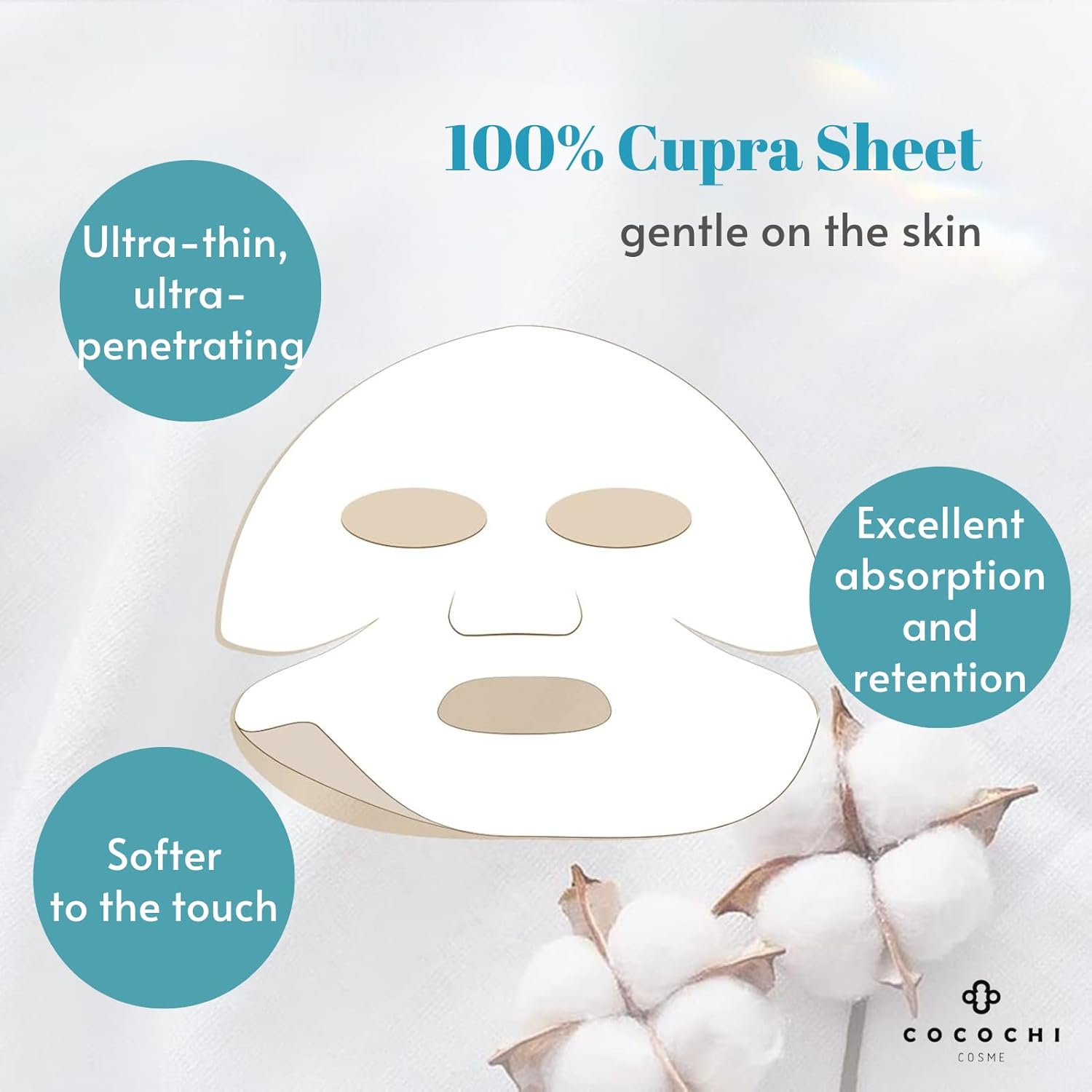 COCOCHI 5 Sheet 2-STEP Facial Mask Sheet for Dry, Sensitive Skin for Women with Vitamin C Serum, Face Sheet Mask by Collagen, Ceramide & Peptide, Hydrating Face Mask from Japan, AG Ultimate OCEAN - Image 4