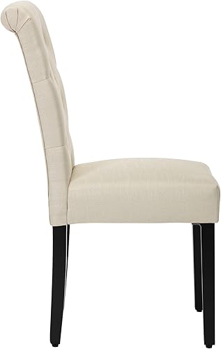 Miniatura 7 de NOBPEINT Sillas de comedor de tela con patas de madera, juego de 4 (beige)