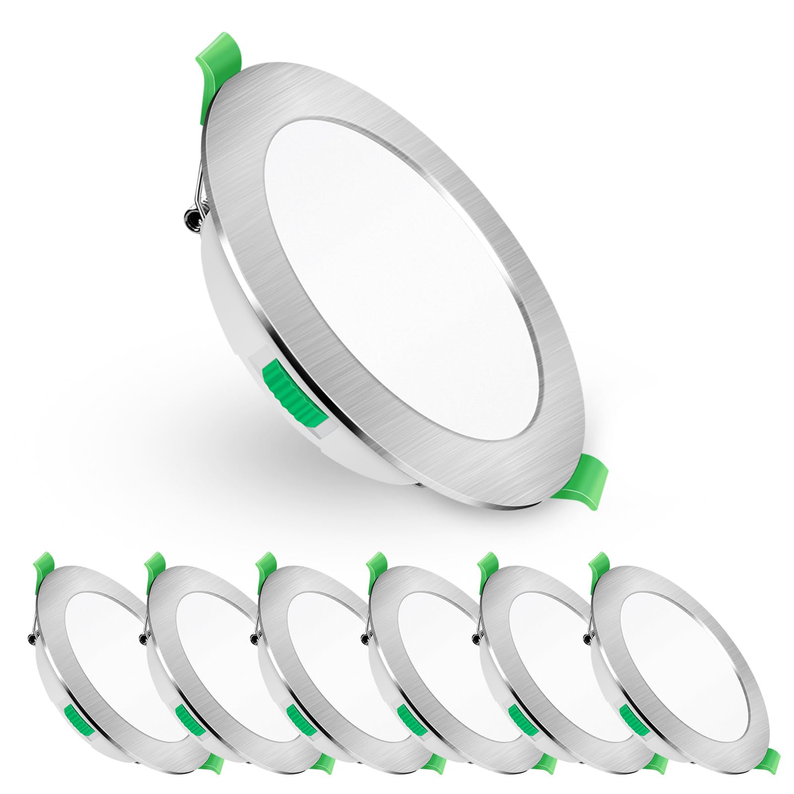 ALUSSO LED Einbaustrahler Ultra Flach 5W 230V, Dimmbar LED Deckenspots 400lm, Warmweiß 3000K Neutralweiß 4000K Kaltweiß 5700K Einbauleuchten IP44 für Badezimmer, 6er Set