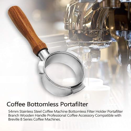 Miniatura 3 de Portafiltro sin fondo de 2.126 in, portafiltro desnudo sin fondo compatible con Breville serie 8 y máquinas Breville de 2.126 in