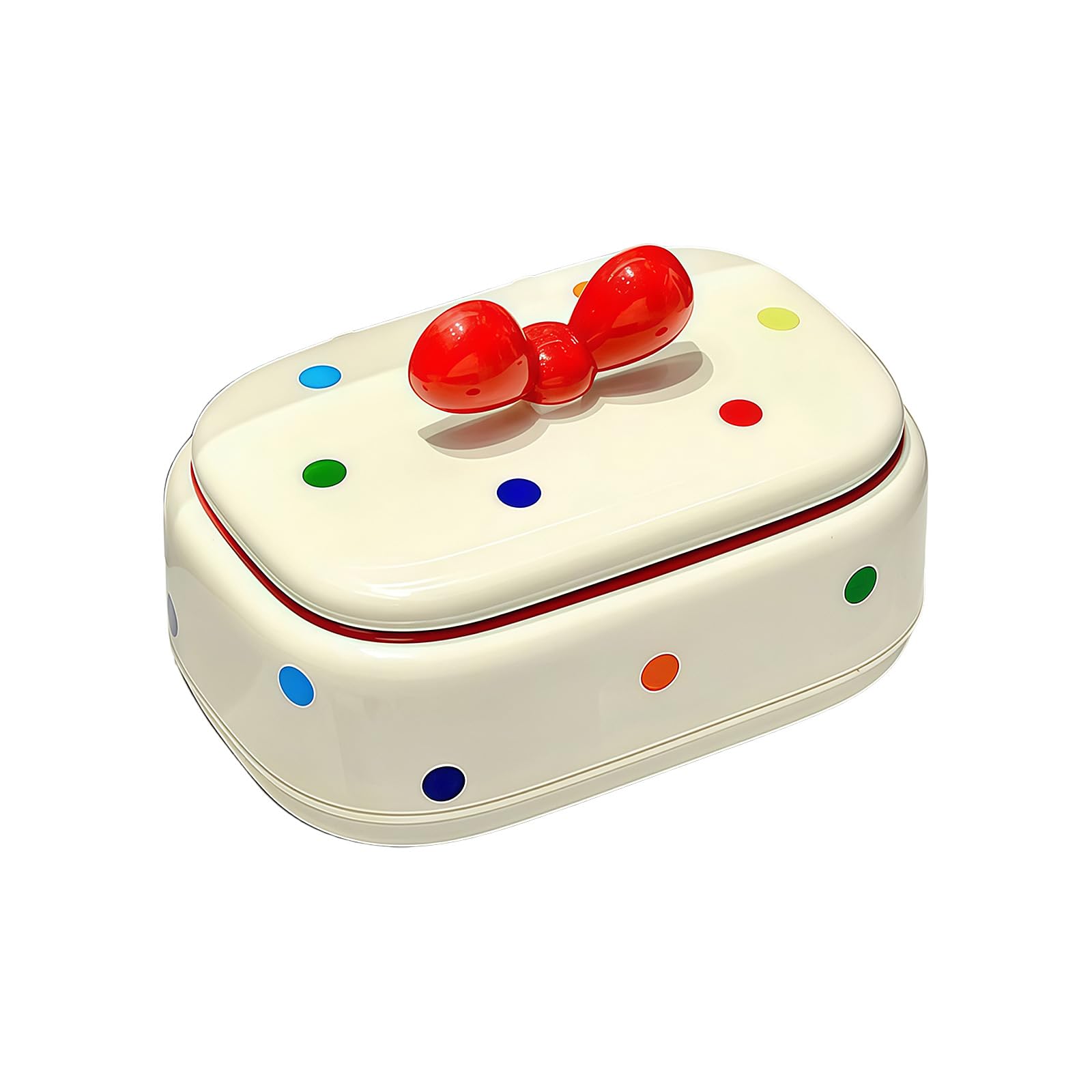Bowknot Lid Soap Tray with Dotted Drain for Bathroom Organization and Dry Storage Soap Container