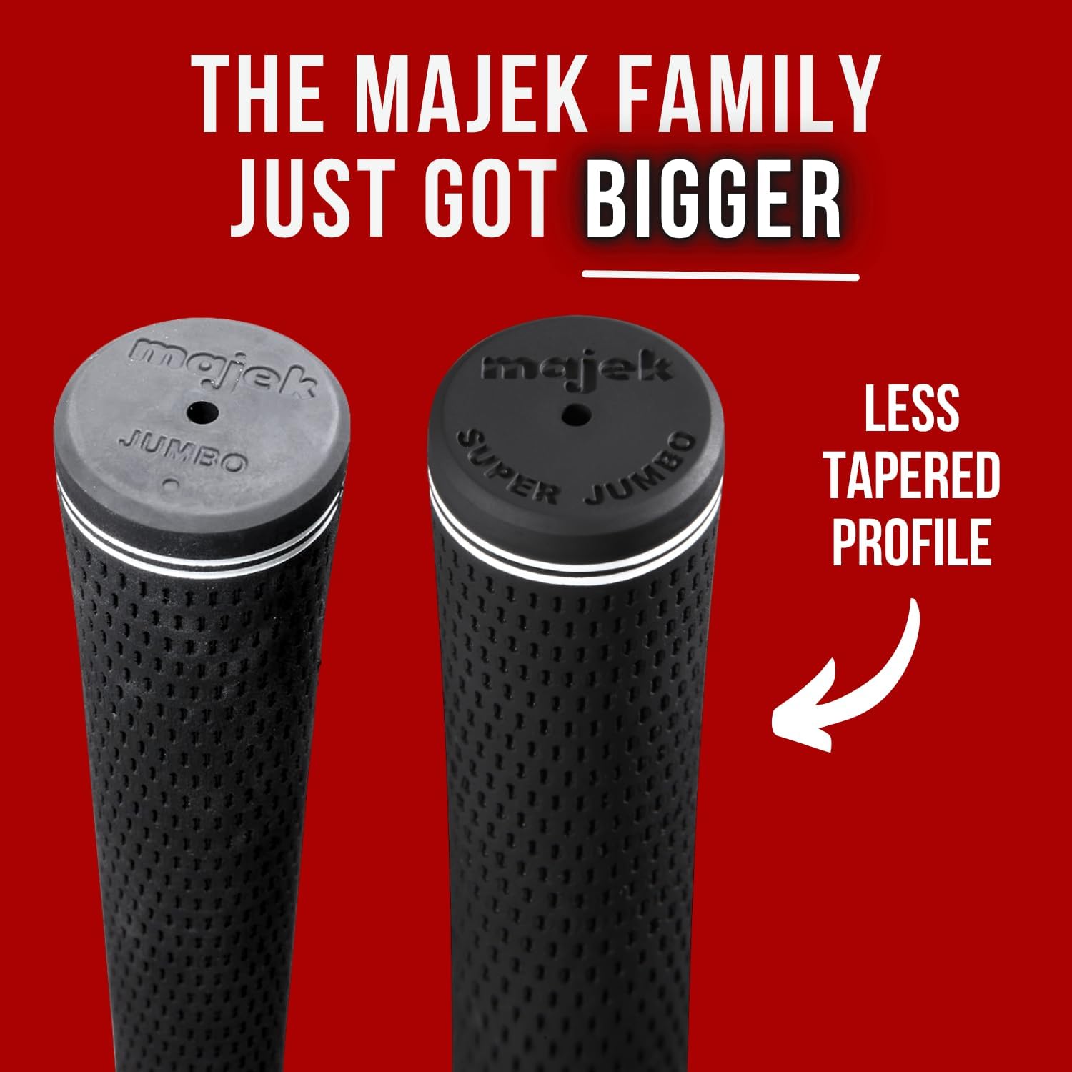 Majek Golf Club Grips Super Jumbo Extra Large Tour 360 Degree Black - NO LOGO - Round .600 Extra Large XL XXL Great for Tall Golfers with Big Hands - Premium Rubber Golf Grips - 13 Pack High Traction