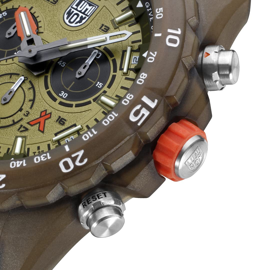 Luminox Herren Outdoor Uhr Bear Grylls Survival 3740 Eco Series in der Farbe Grün mit Ocean-Tide-Armband, Gehäusedurchmesser: 45 mm, XB.3757.ECO