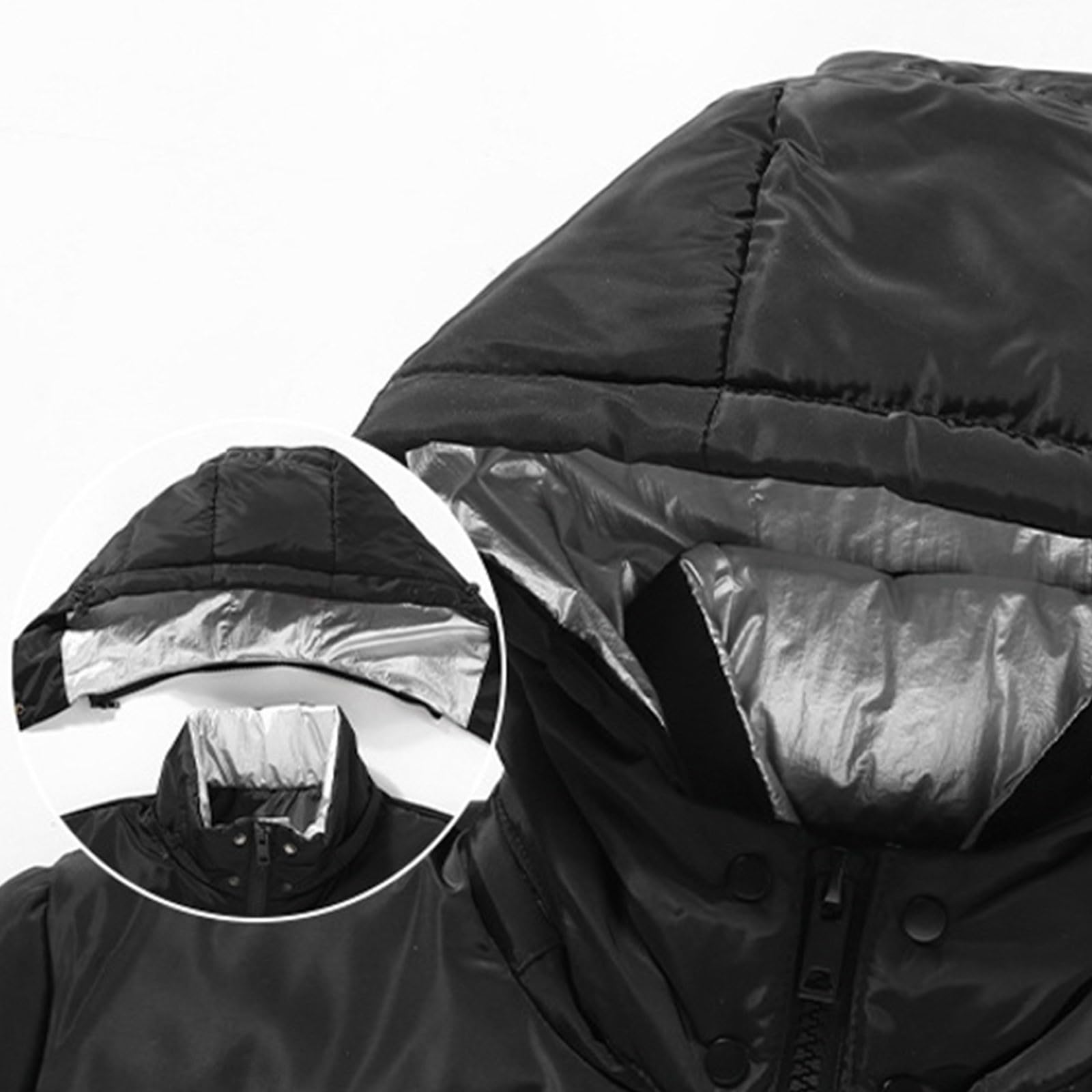 Generisch Herrenmantel Wollmischung, farbige Jacke mit Lockerem vielseitigem Stehkragen, warme Ski-/ (Black, M)