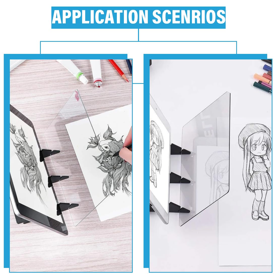 WUSJCOF Tavolo da Disegno Ottico per Telefono e Tablet, Blocco da Disegno Luminoso, Strumento per Schizzi per Bambini Studenti Artisti (13,5x20cm) (Trasparente)