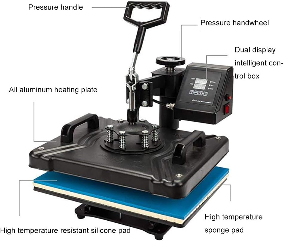 Heat Press 11.5x15 inch Heat Press 6 in 1 Machine 360-Degree Swing Away Digital Multifunction Sublimation Combo for T Shirts